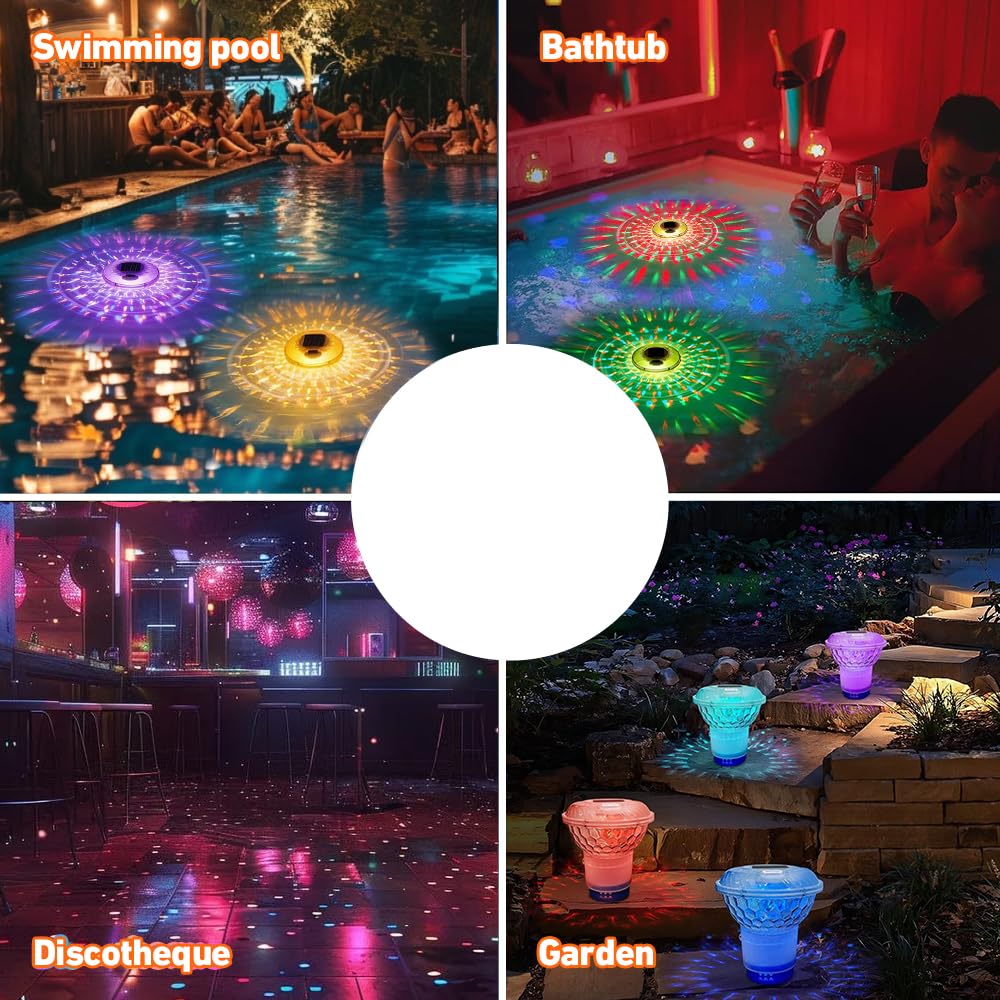 Distributeur de Chlore Flottant, Diffuseur Chlore Piscine avec Lumière Solaire LED, Contrôle par Bouton Flotteur Chlore Piscine pour Piscine Diffuseur Spa