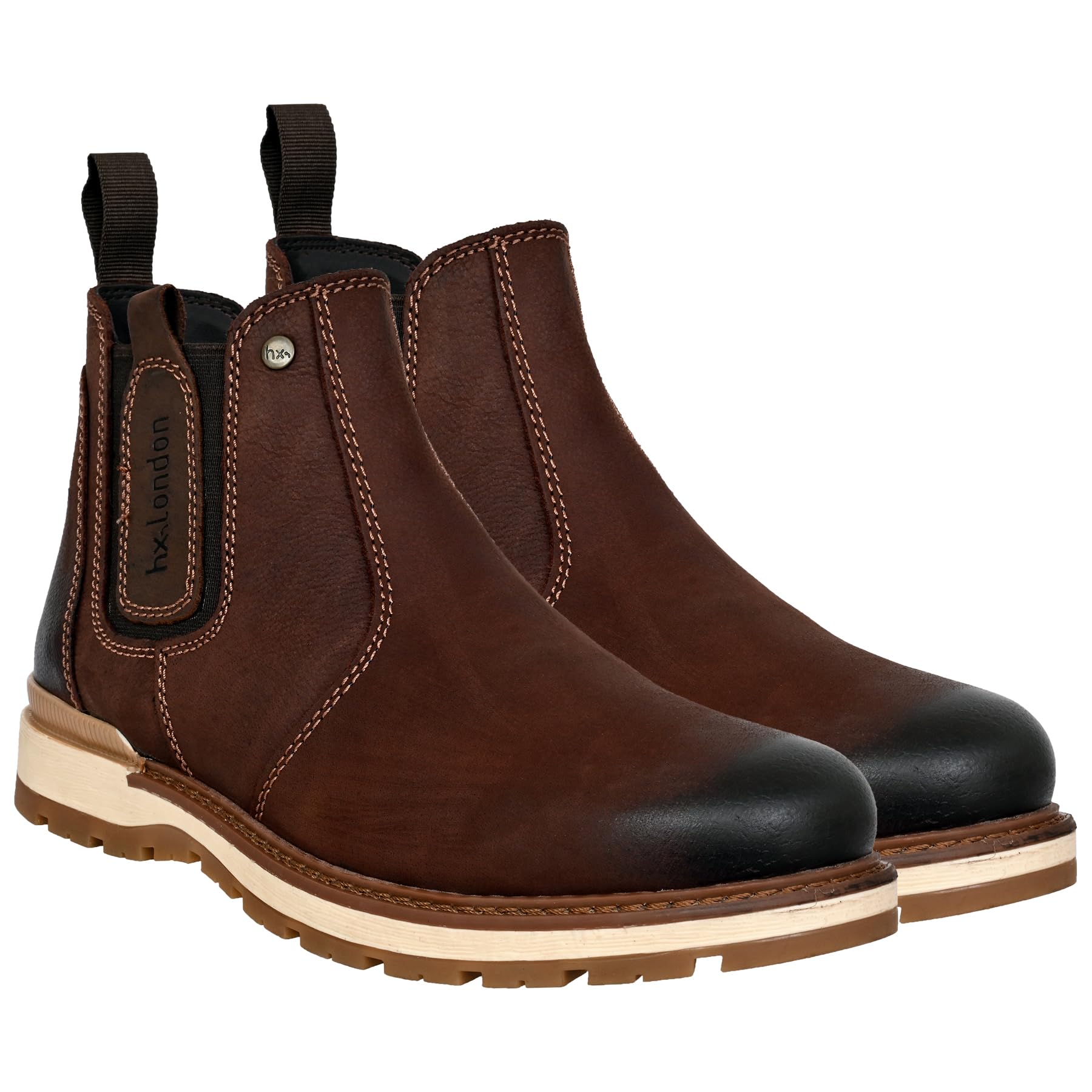 Leather Round Toe Mid Top Chelsea Boots-image-34