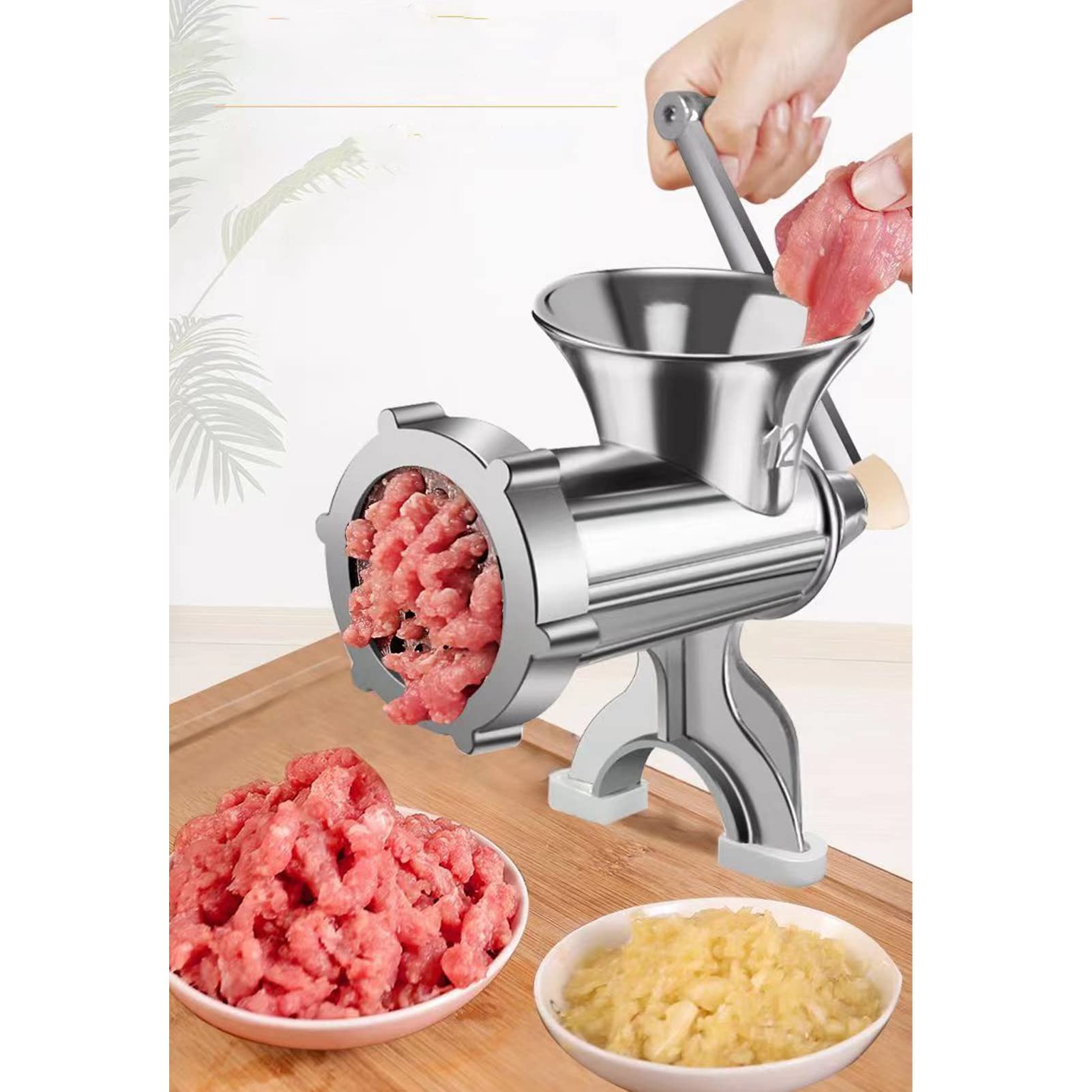Manual Meat Grinder, Aluminum Alloy Meat Mincing Machine Multifunctional Food Processor Kit for Home Kitchen Use Easily Grind Meat, Vegetables, Garlic, and More