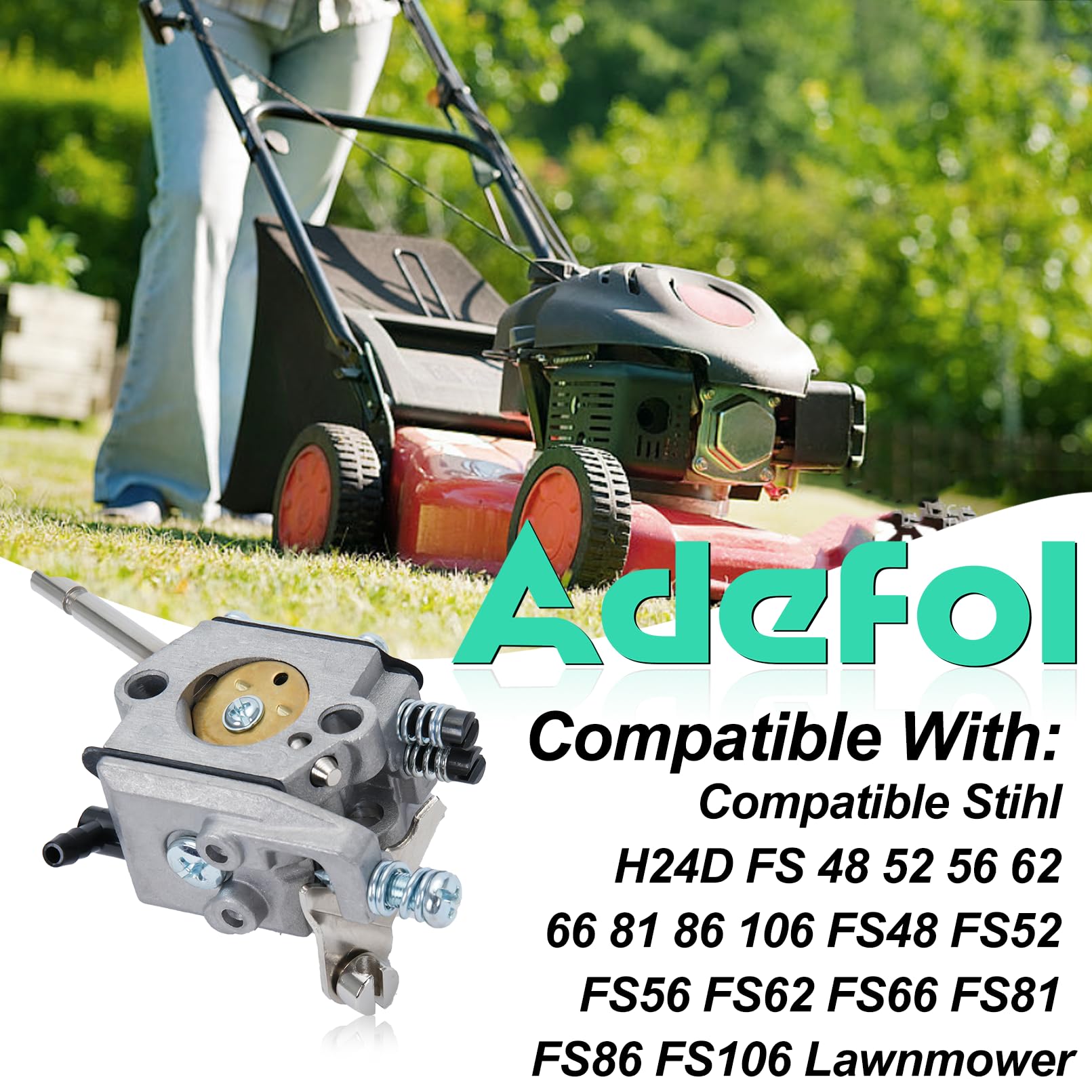 Adefol - Kit de carburador de combustible para Stihl H24D FS 48 52 56 62 66 81 86 106 FS48 FS52 FS56 FS62 FS66 FS81 FS86 FS106 Cortacésped Reemplazo para Walbro WT-45-1, 4126 126 126 00 06 00