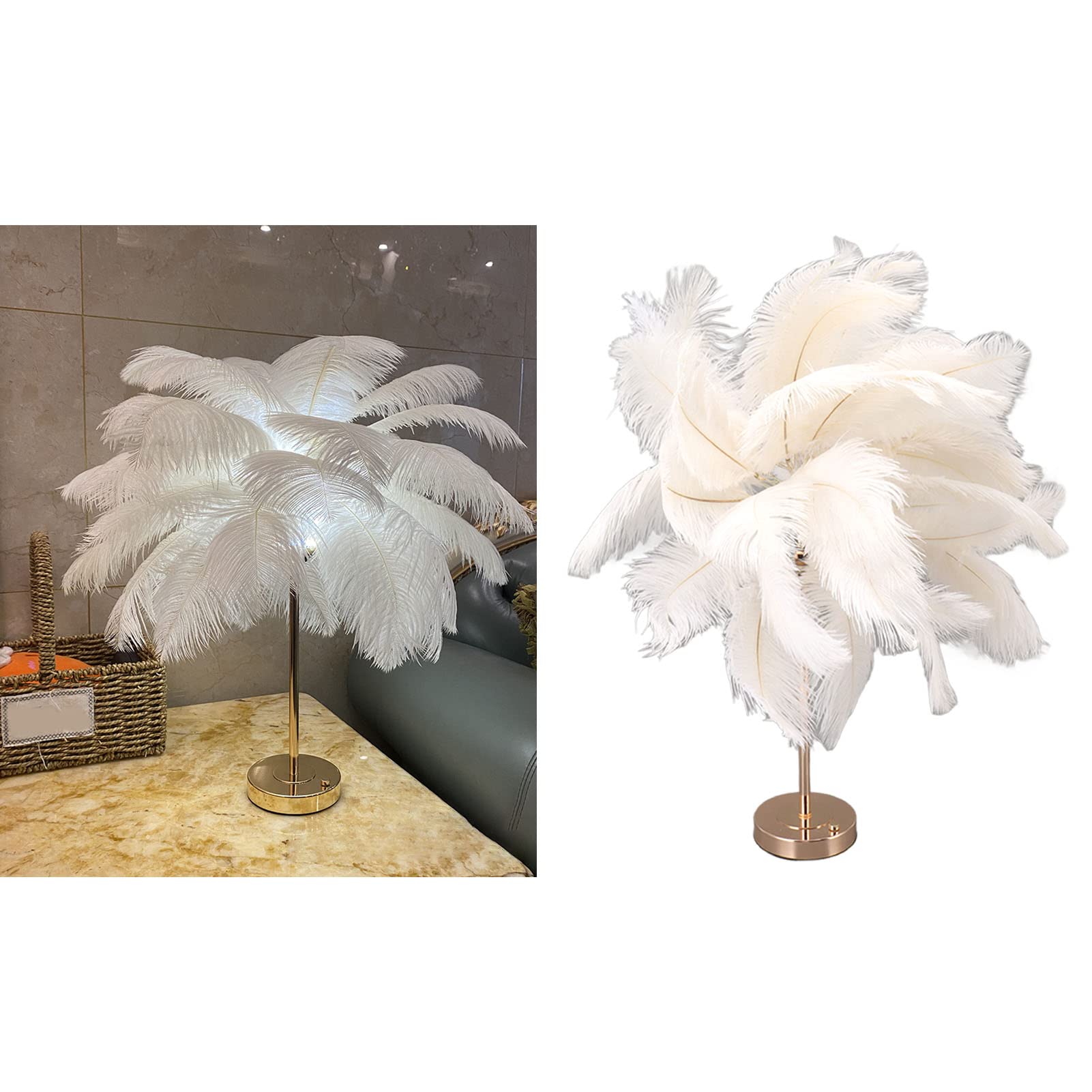 Ostrich, USB C Warm White Light Beside Table Lamp, with Plug in Wire, for Bedroom Nightstand Lamp Desk Night Light (White) - Image 3