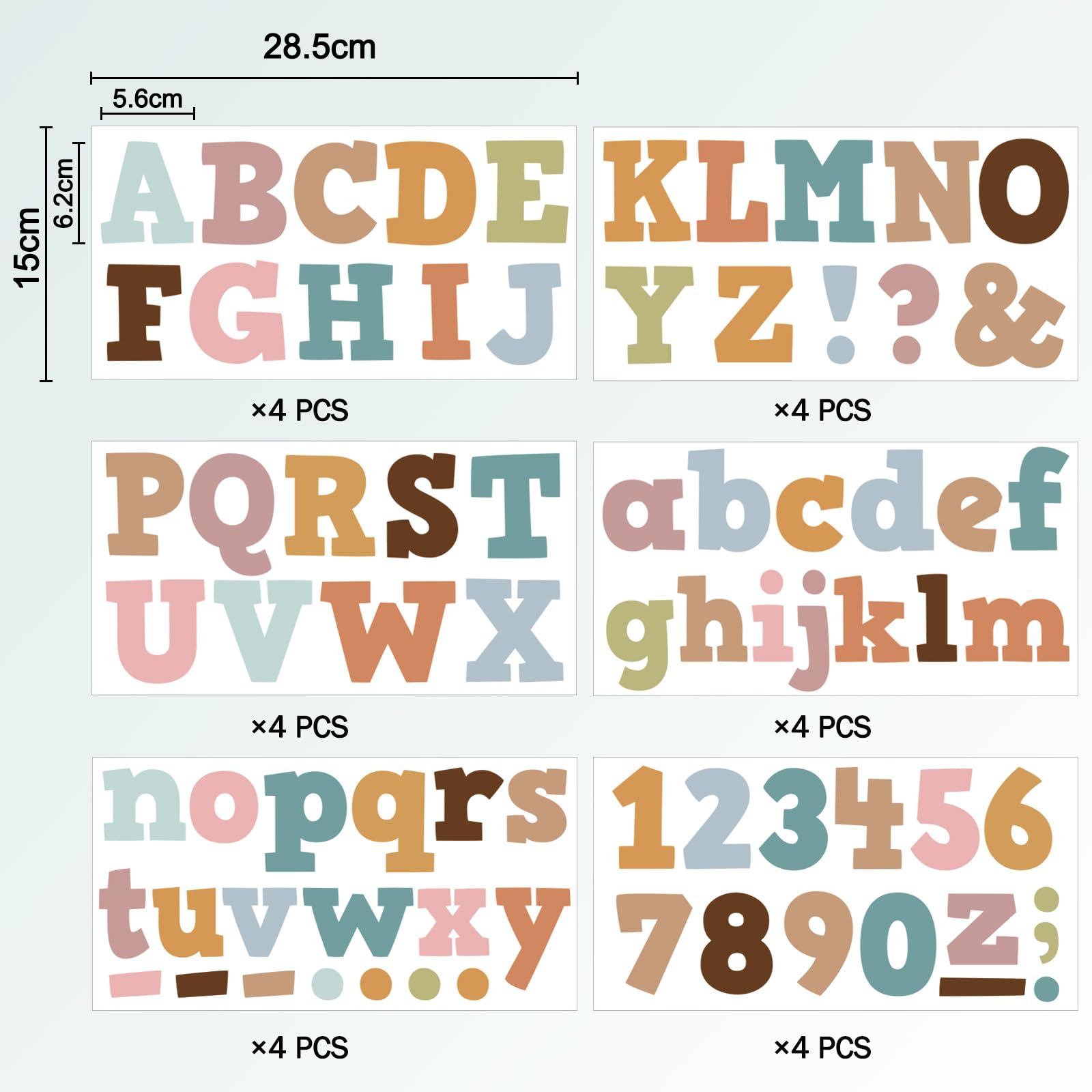 30 Sheets 1 Inch Colorful Cursive Letter Stickers - 1620 PCS Alphabet & Number Vinyl Stickers