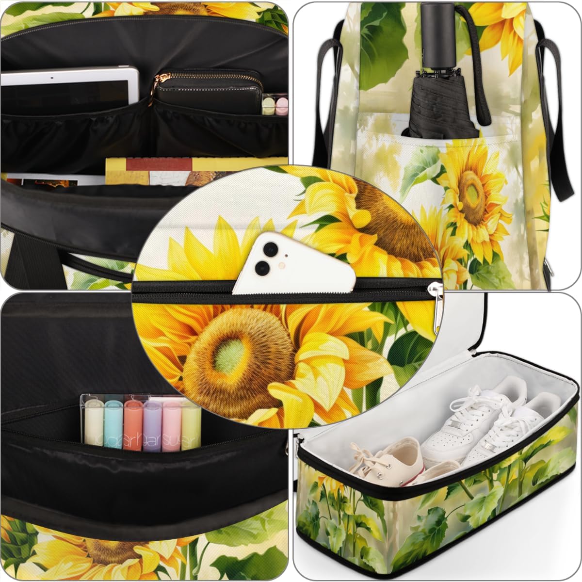 QsirBC Classic Sunflower Texture Gym Bag for Women Duffle Tote with Shoes Compartment Men Weekender Duffel for Dance Travel Sports Swimming Overnight