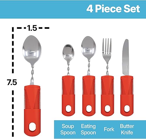 Miniatura 2 de Carex Utensilios adaptativos, utensilios construidos para adultos, cubiertos para pacientes con Parkinson, artritis, manos artríticas