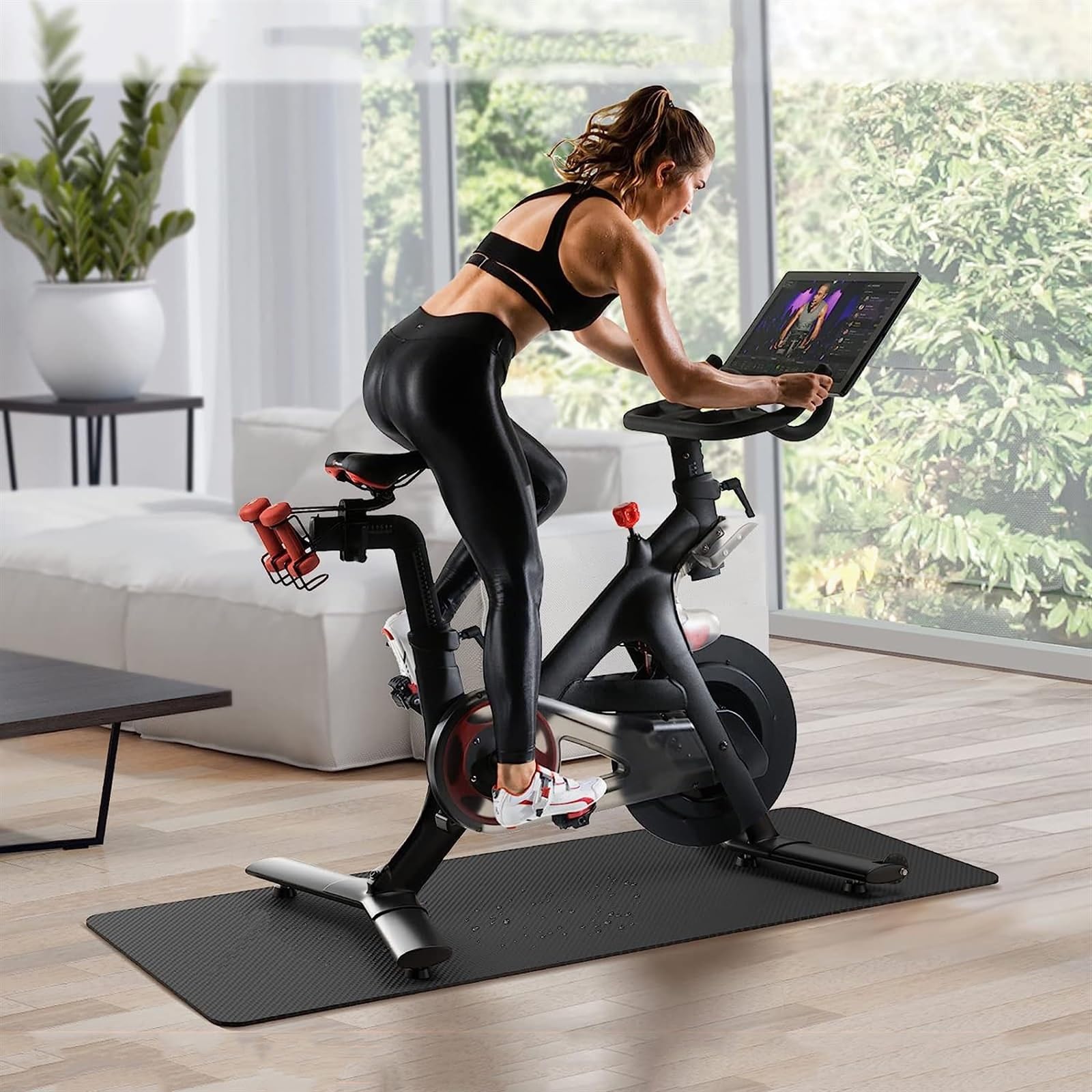 WORDFUN Esterilla De Fitness De Alta Densidad Multifunción, Alfombrilla para Cinta De Correr, Alfombra Antivibración Reduce El Ruído, Esterilla De Protección De Suelo, Equipo De Fitness