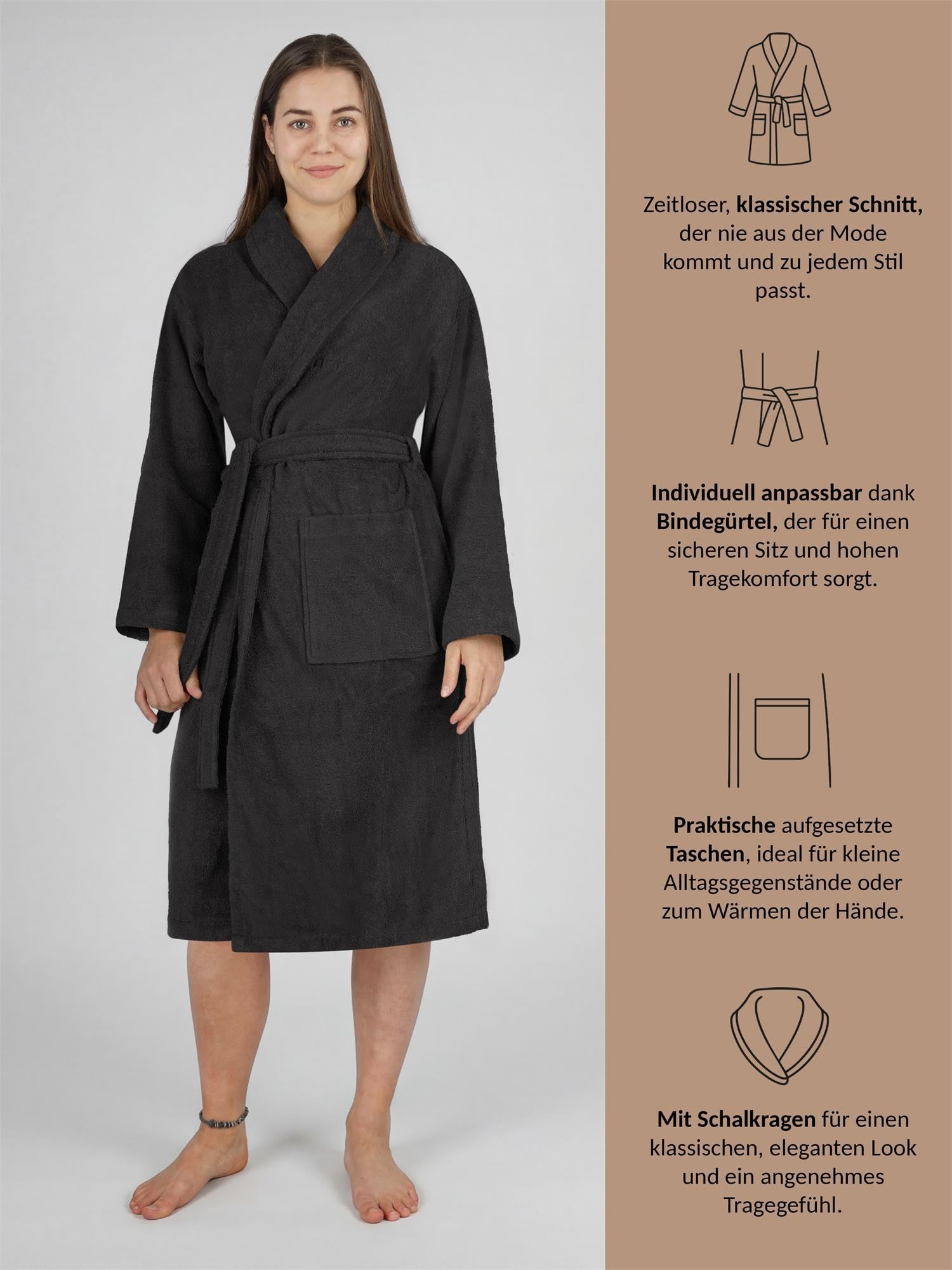normani 100% Baumwoll Bademantel Saunamantel zweifarbig und einfarbig mit und ohne Kapuze für Damen und Herren (Gr. XS - 4XL)