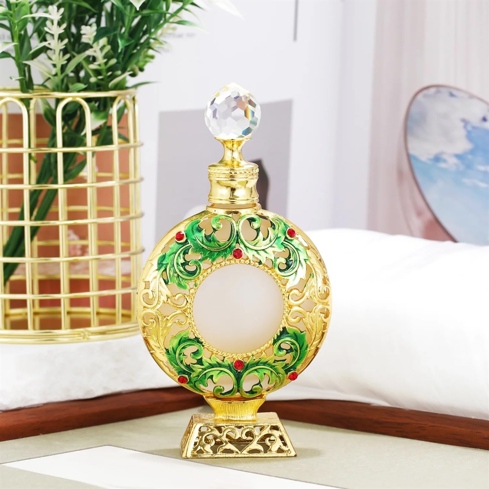 Bottiglia di profumo vintage riutilizzabile da viaggio vuota vetro for olio essenziale 30 ml Per Viaggi E Vacanze(Light green)