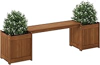 Furinno Tioman FG16011 Hardwood Flower Box Bench - Water-Resistant Meranti Wood Planters for Patio Garden, Brown