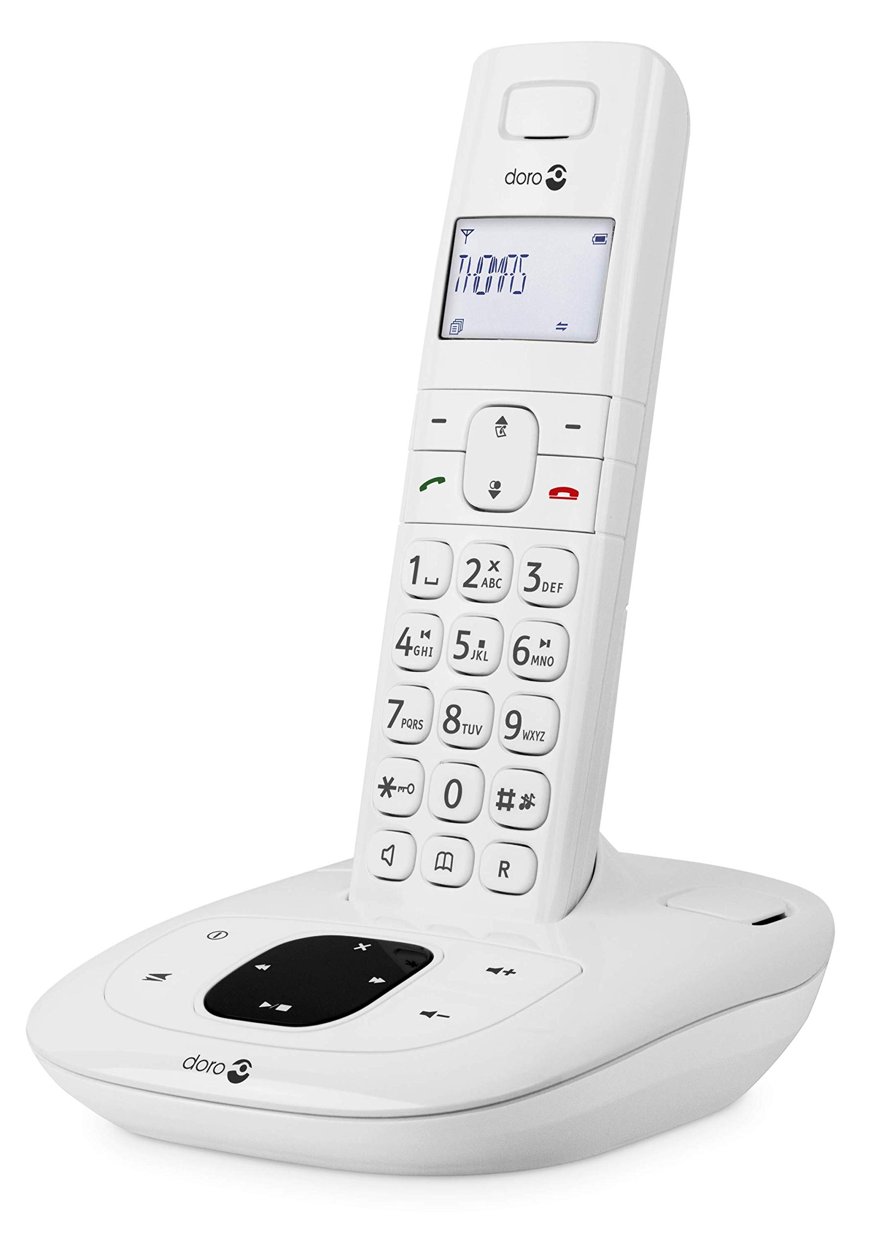 Doro Comfort 1015 Single Téléphone sans Fil DECT pour Seniors avec Répondeur et Fonction Mains-Libres (Blanc)