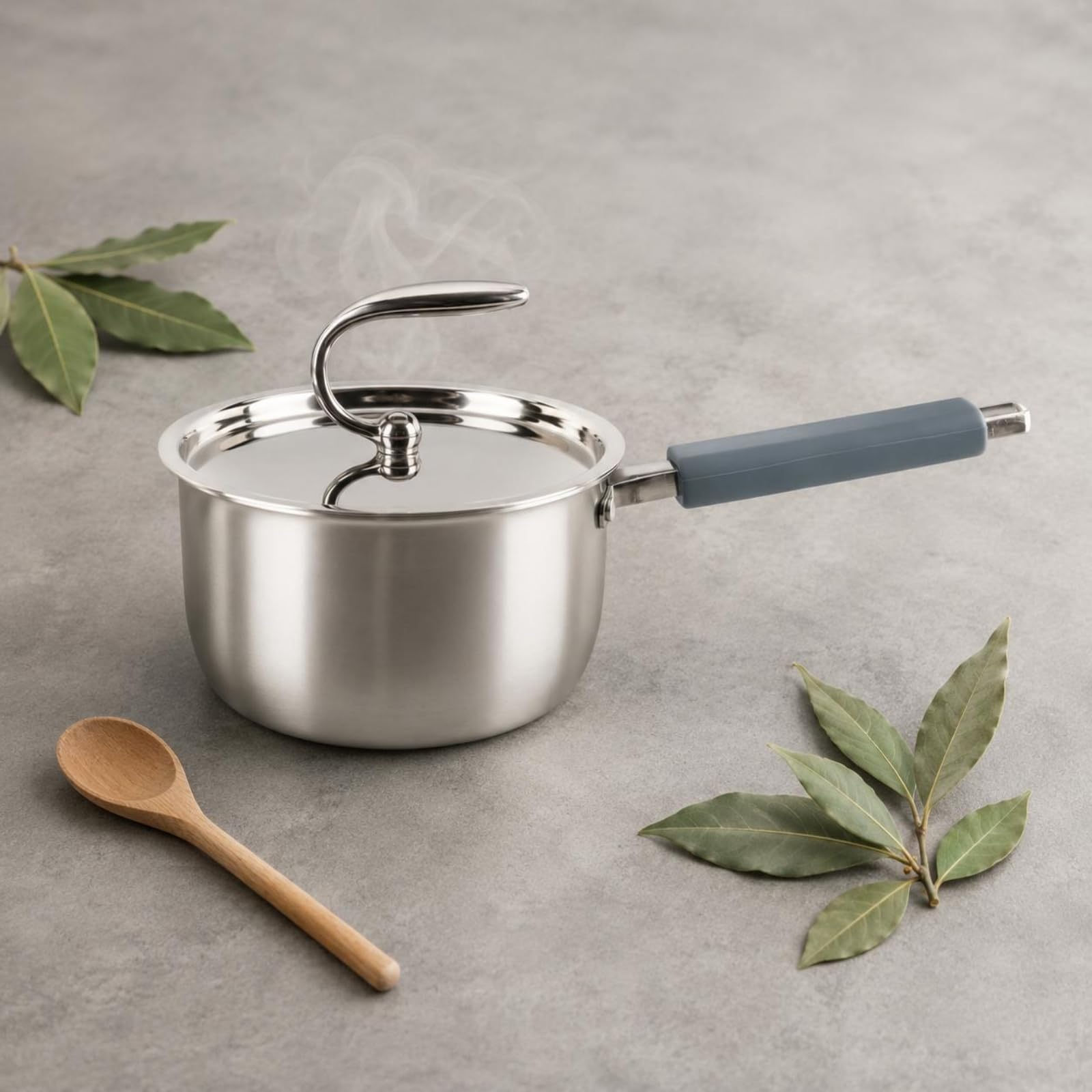 Qianly Pot Lait Inox Triple Couche Casserole à Lait Finition Brossée Ustensile Cuisine