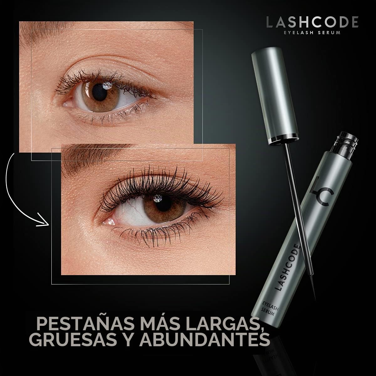 Suero de pestañas Lashcode Eyelash Serum 5 ml - Suero de crecimiento para pestañas, cuidado hidratante y engrosamiento