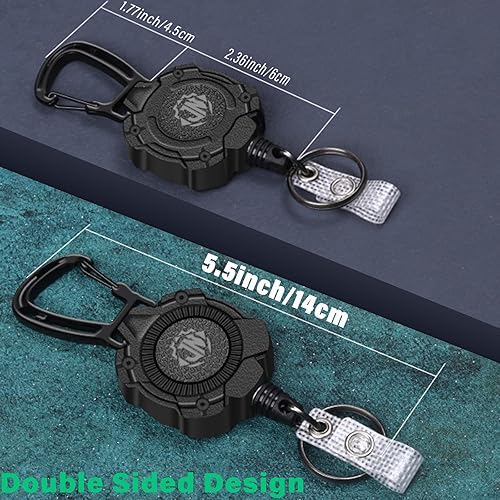 Miniatura 7 de Portatarjetas retráctil, llavero retráctil resistente con mosquetón de aleación de zinc, soporte para tarjetas de identificación táctica, cable de