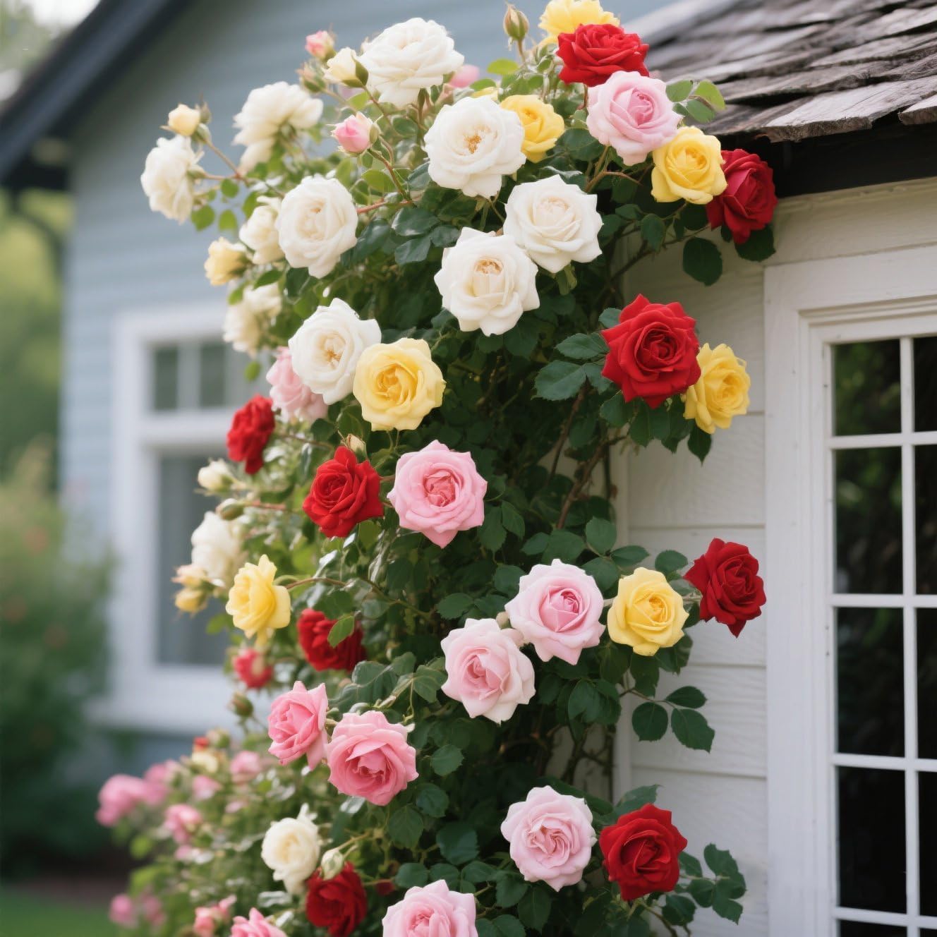 300+ Specimenti di Rosa Rampicante, Pianta Ornamentale Rampicante con Fiori Eleganti per Giardino e Recinzioni