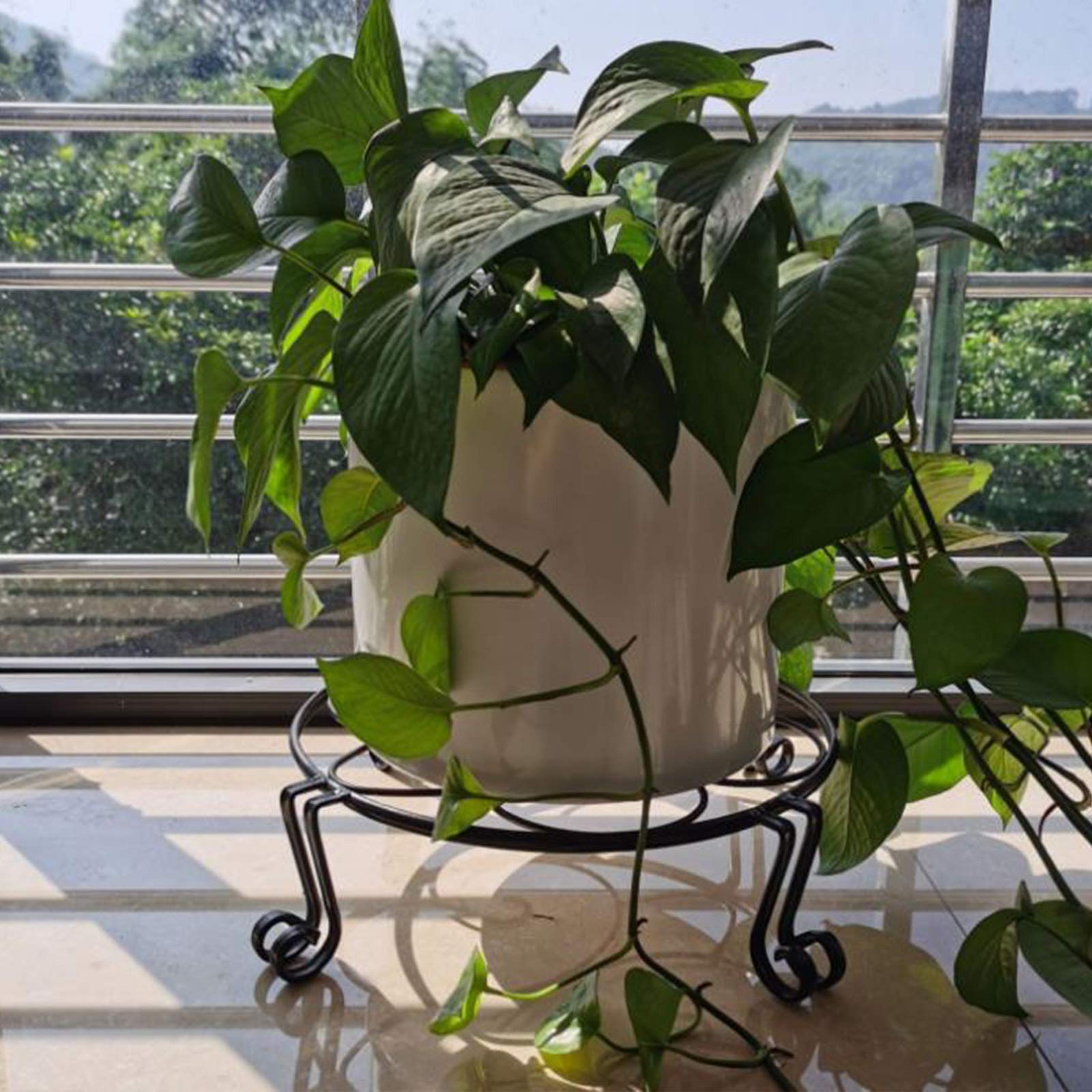 set di 6 vasi da fiori, rotondi, marrone-grigio, vaso per piante in plastica riciclabile al 100%, 30 cm - Elettronica, Tecnologia e Tendenze