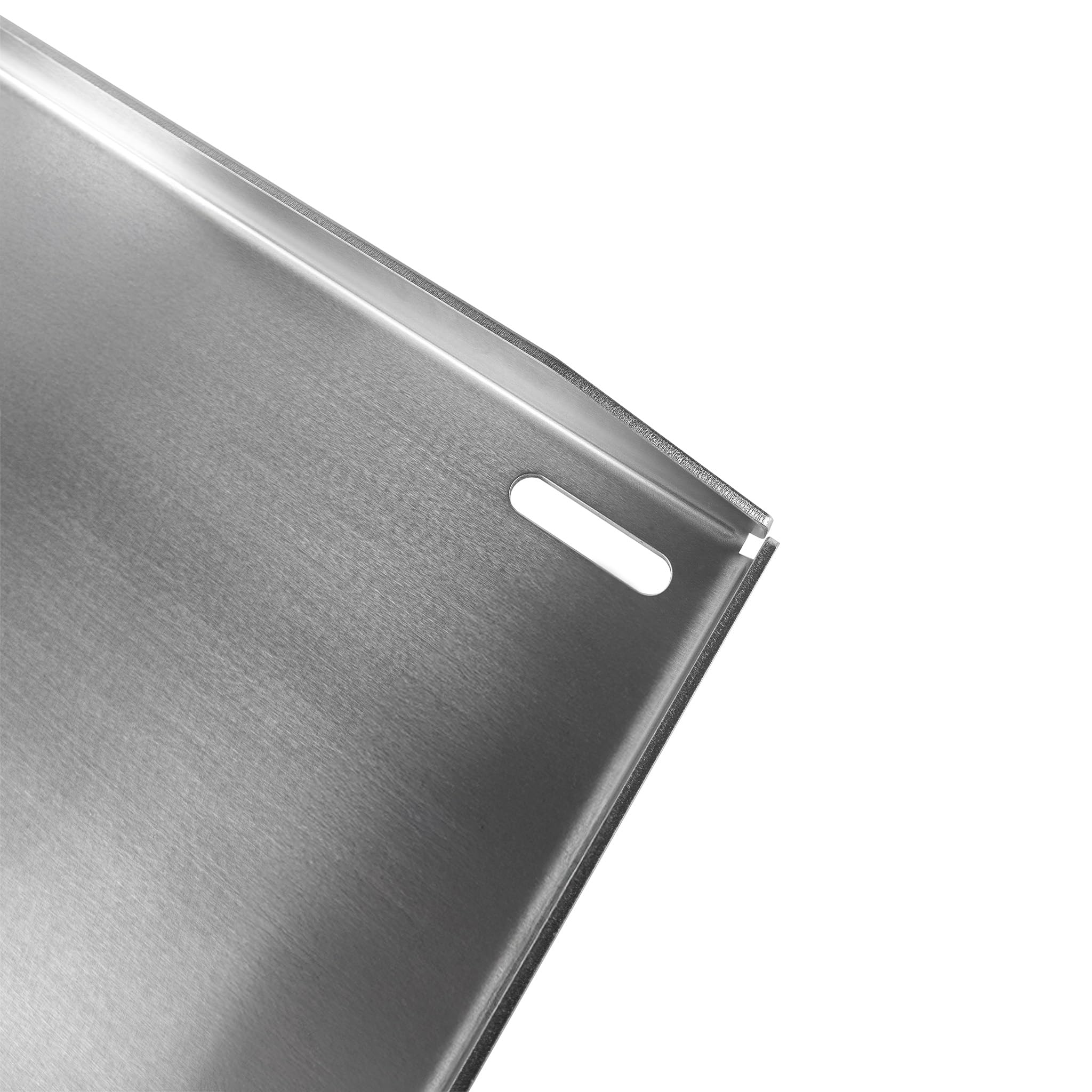 FENNEK Plancha 40 x 30 cm Teppanyaki płyta grillowa z przednią krawędzią i dużym otworem spustowym | 4,0 mm stal nierdzewna | Do burgerów, warzyw, ryb i innych | Zmywalna w zmywarce | Podwinięte