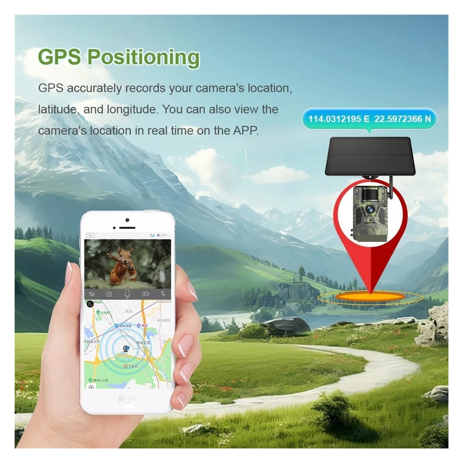 Cámara Vida Silvestre Cámara De Rastreo Solar 2K 4G, Detección Movimiento PIR 12MP, GPS Integrado, Visión Nocturna IR 15M, Cámaras Impermeables IP66 For Vida Silvestre(4G Camera Add 32G)