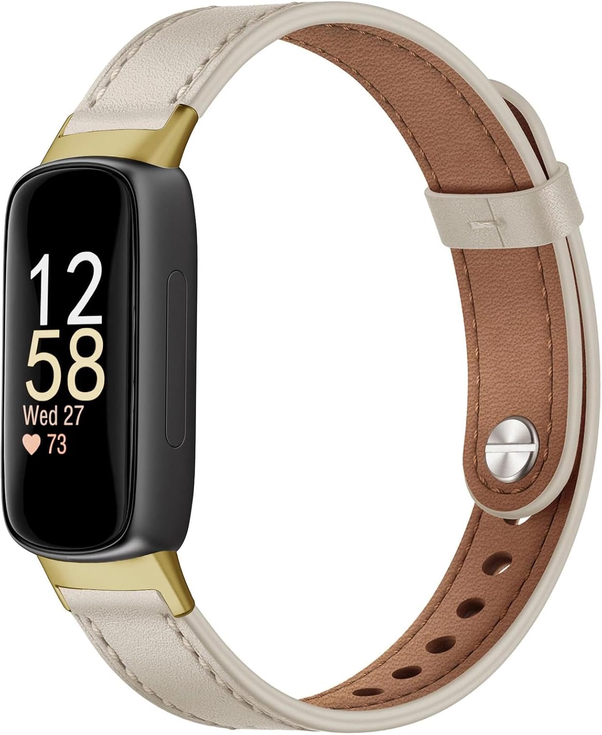 Leather Band for Fitbit Inspire 3 Bands Adjustable Sport Replacement Straps for Women