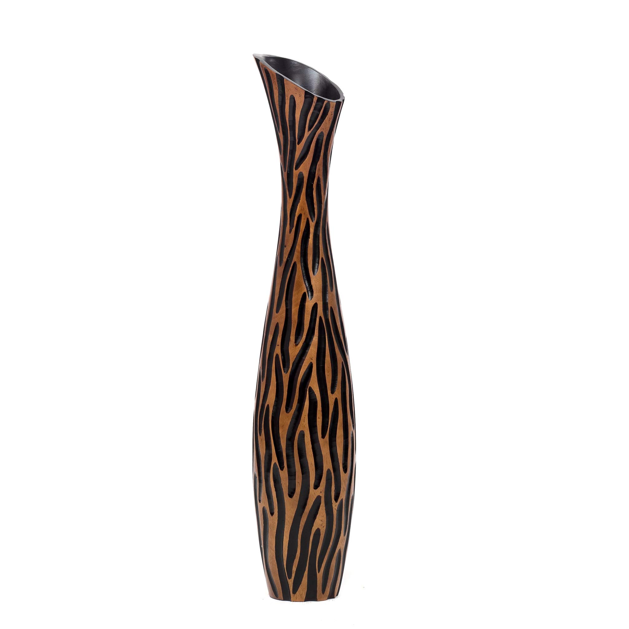 Leewadee Jarrón de Suelo Grande 85 cm Madera de Mango Pampa & Flores Secas | Jarrón Deco para Salón, para Ramas & Hierbas Secas. Más resistente que la Cerámica, sin Agua. Boho