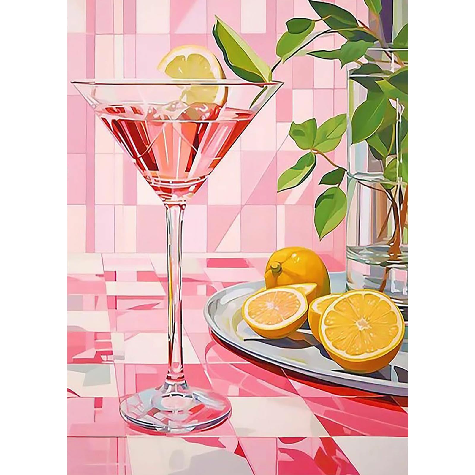 SHEGZHUC Diamond Painting per adulti, cocktail, limone, 30 x 40 cm, pittura con diamanti per bar, cucina, champagne, vino, mosaico, ricamo a punto croce, idea regalo, decorazione da parete per camera