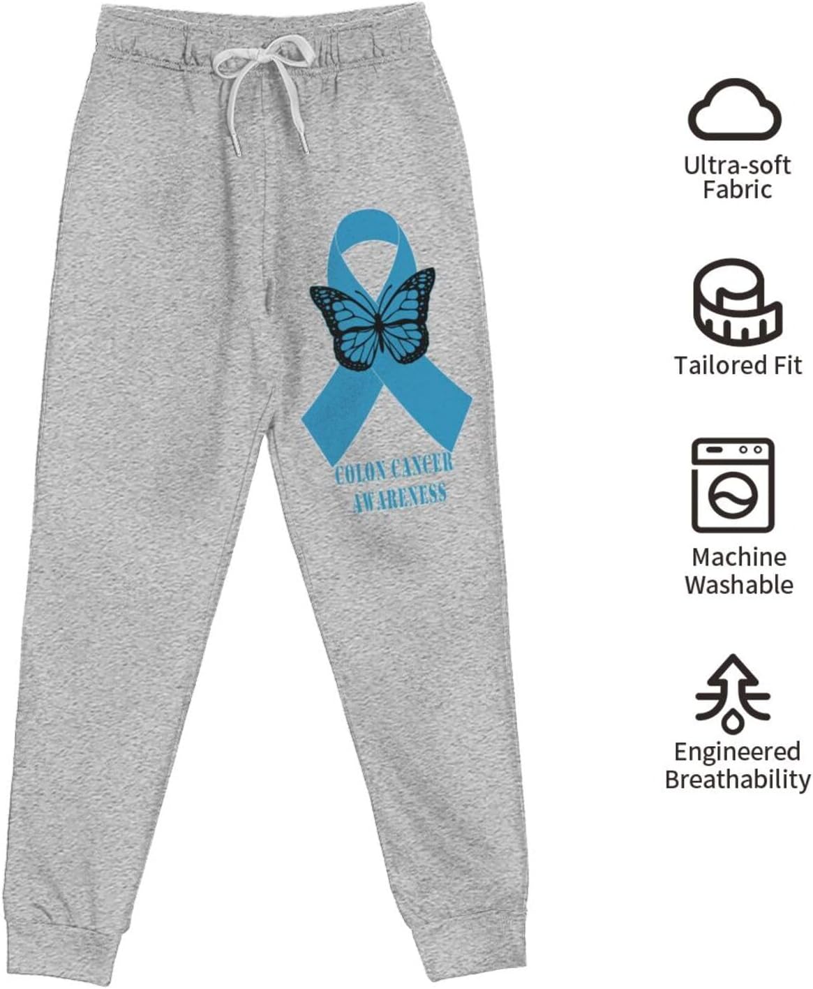 Colon Cancer Awareness Men's Long Pants Athletic Running Pants Sports Pants