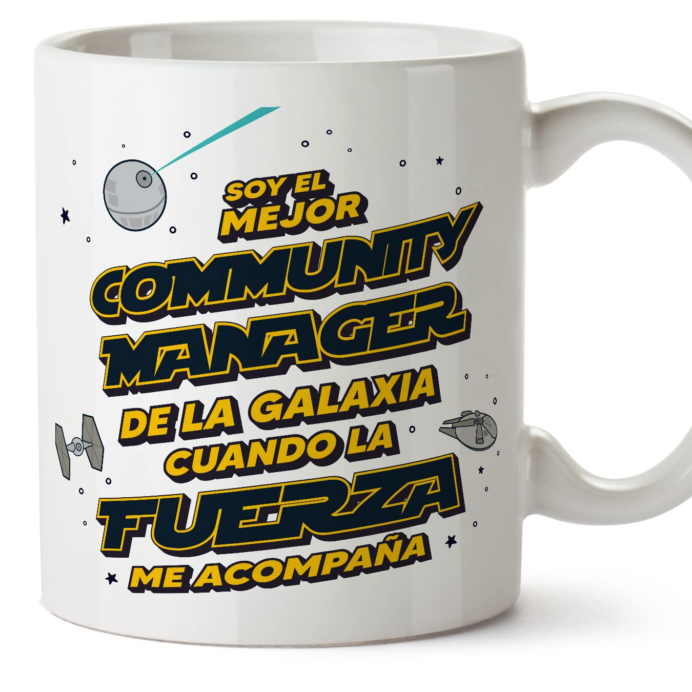MUGFFINS Tazas para JEFE hombre - En Español - Mejor de la Galaxia Cuando Fuerza me Acompaña - 11 oz / 330 ml - Regalo original y divertido — view 374