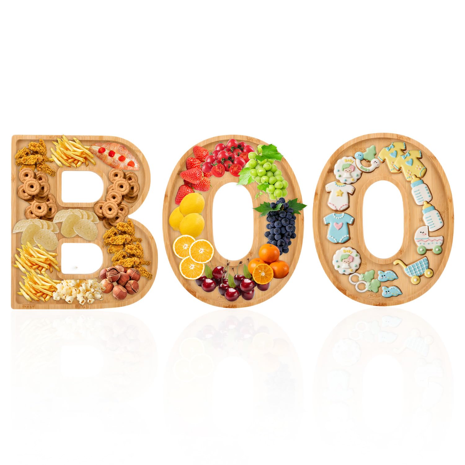 3pcs Halloween Charcuterie Board, 0.34 Inch Depth Boo Halloween Food Tray Cheese Board Dishes Snack Serving Platter Dinnerware Cookware for Home Kitchen Candy Cookie
