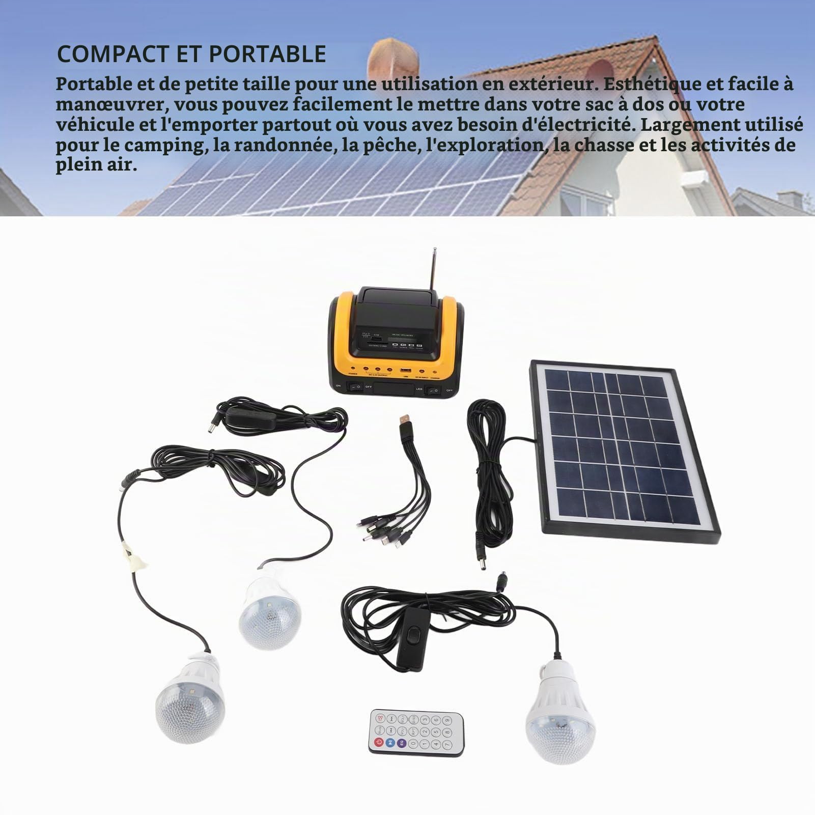 Générateur D'énergie Solaire, Système D'alimentation par Batterie Rechargeable 5000 MAh Centrale Solaire D'urgence pour Camping en Plein Air Voyage D'urgence