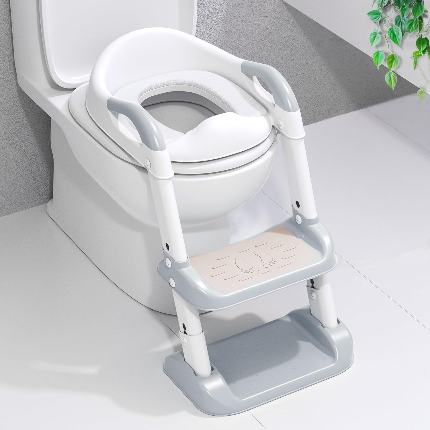 Réducteur de toilette avec escalier pliable et protection anti-éclaboussures pour enfant
