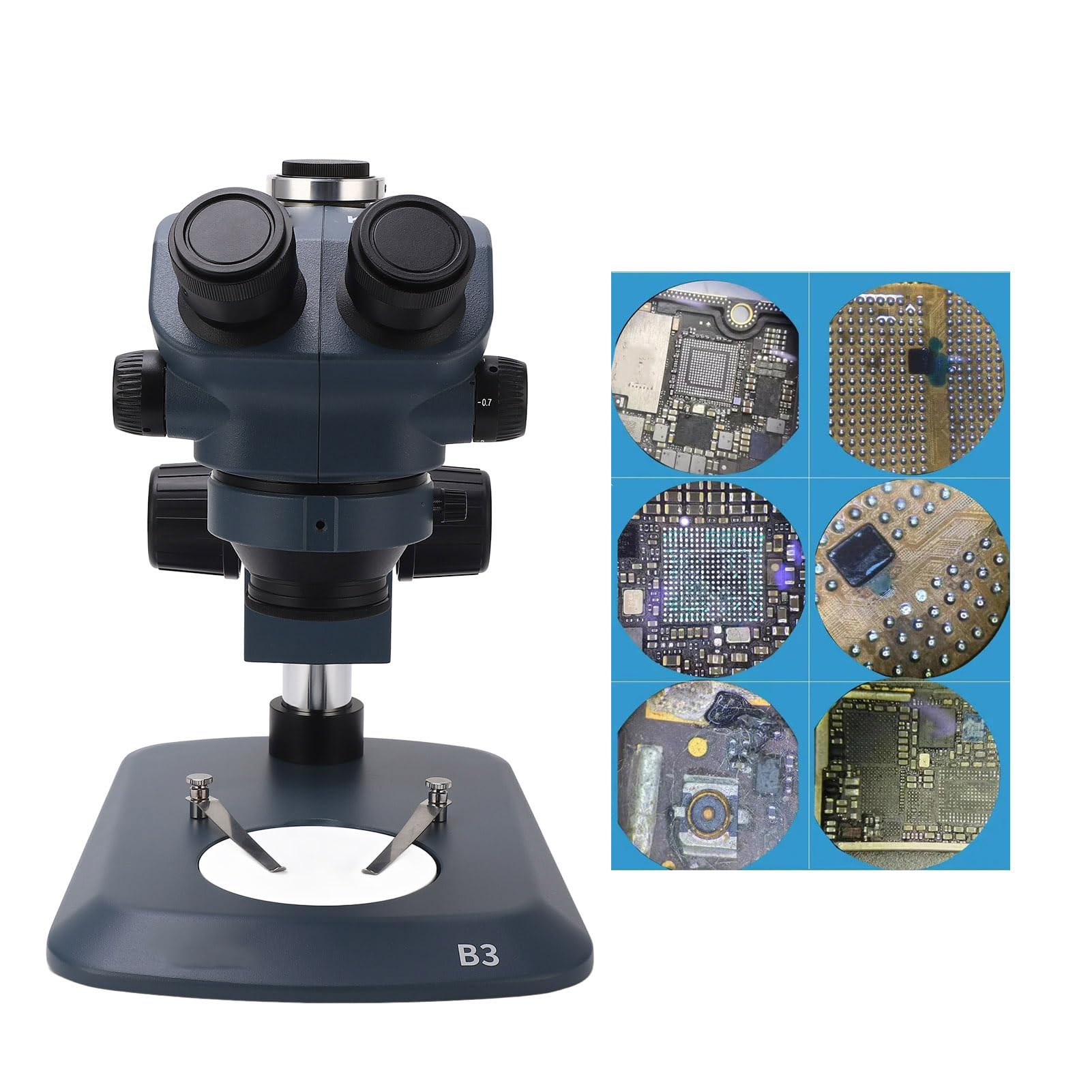Microscopio Estéreo, Aumento de 7X a 50X, Vista de Campo Amplio, Inclinación de 45 Grados, Rotación de 360 ​​Grados, Microscopio Biológico con Ocular WF10X de 22 Mm y 0,5X 2X