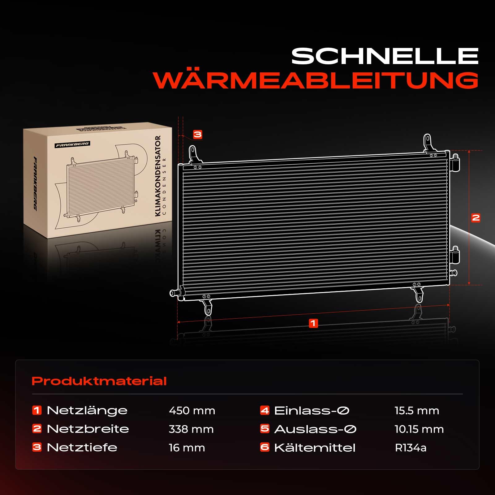 Frankberg Klimakondensator mit Trockner 9531051K10 | Kompatibel mit Agila (B) H08, Splash EX