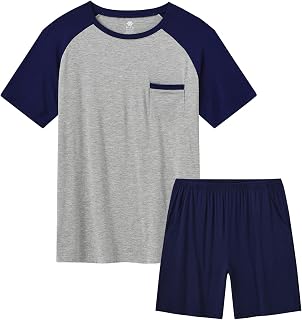Men's Nightwear Pyjamas Set Sleepwear Ultra Soft Modal Pyjama Top & Bottom Lightweight Loungewear Pjs Set