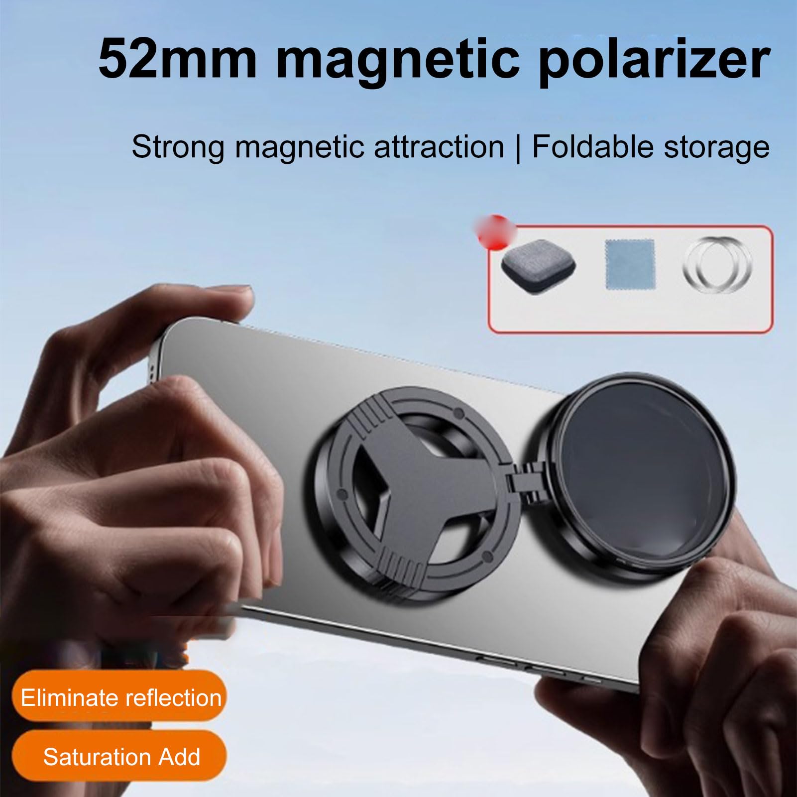 Cuifati Filtro Magnetico per Telefono da 52 Mm, Filtro Stellare Polarizzatore CPL per Smartphone con Clip Universale, Design Ruotabile per (Lente Polarizzata Lente Starlight)