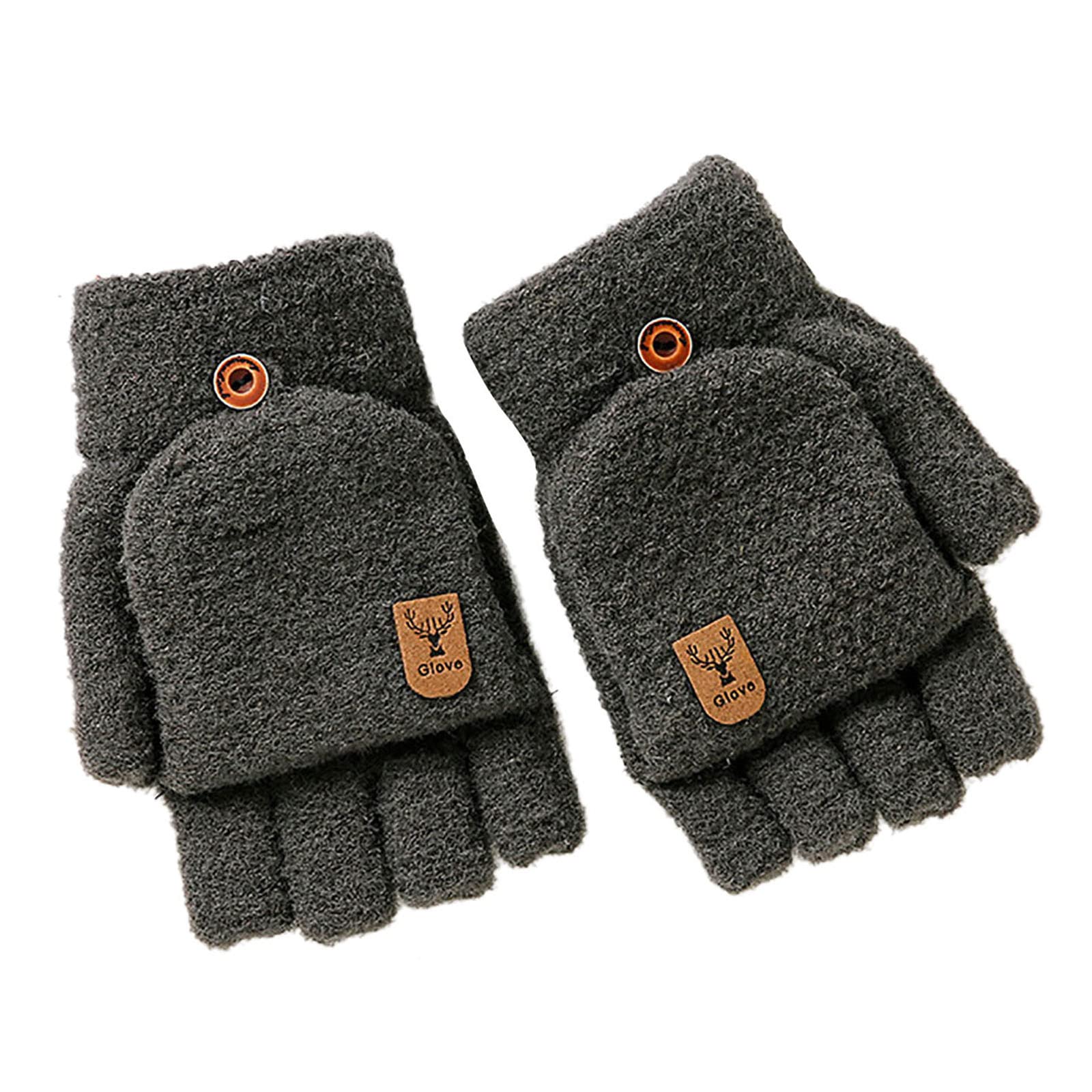 Guanti Invernali Senza Dita Convertibili In Muffola, Unisex, In Lana, Con Palmo Antiscivolo - 2