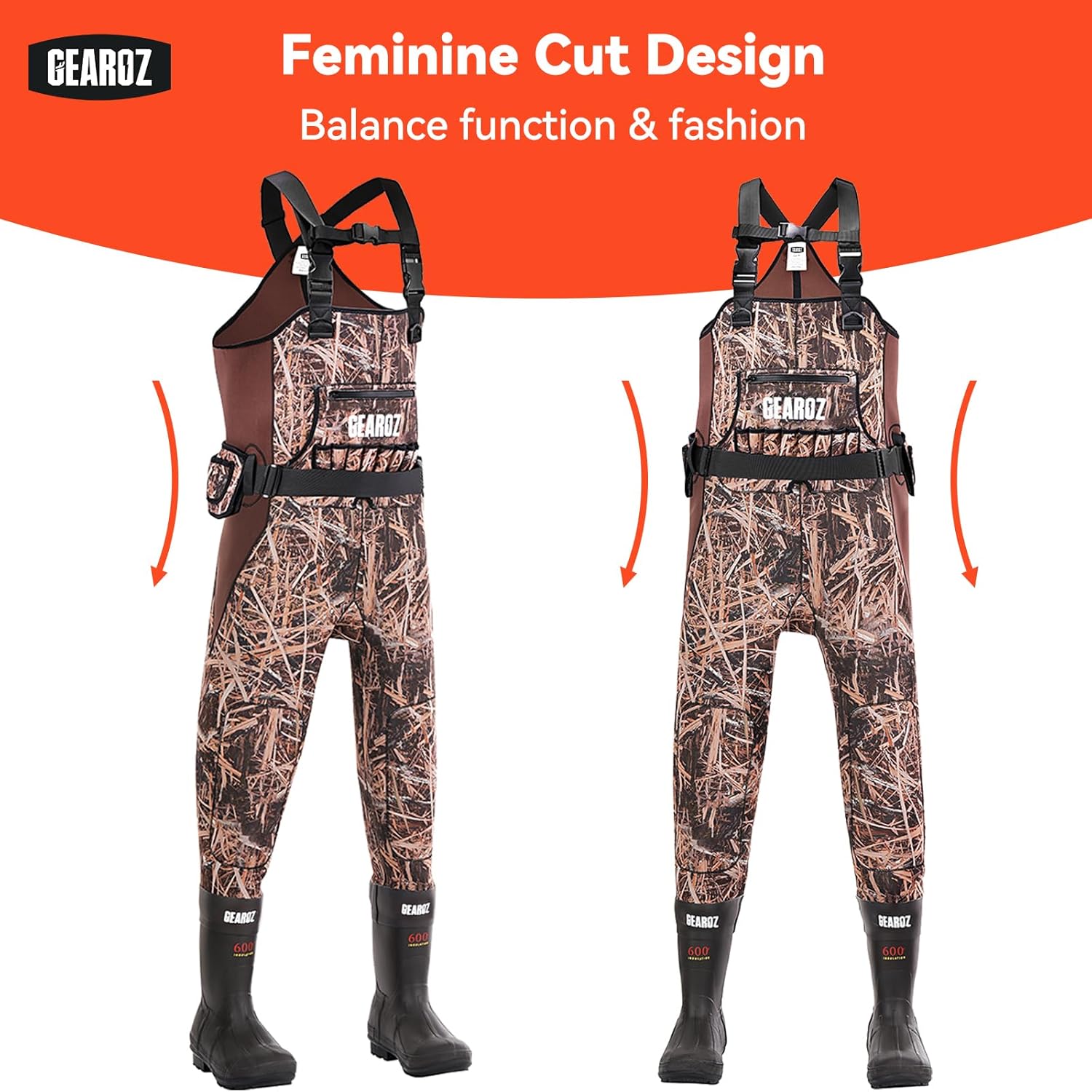 GearOZ Women Hunting Waders, 5mm Neoprene Waterfowl Duck Hunting Waders Female Insulated Chest Wader Camo for Fishing Hunter