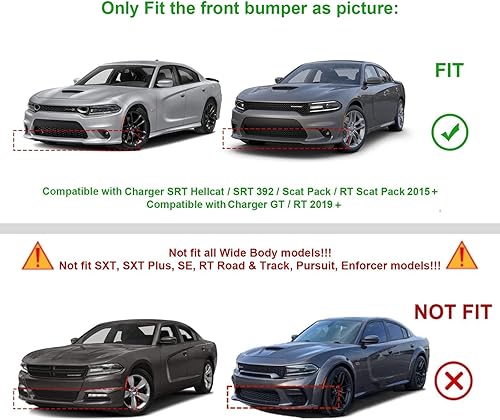 Miniatura 2 de Xotic Tech - Protector de alerón para parachoques delantero con kit de liberación rápida compatible con Dodge Charger Scat PackSRT 2015-2023, GTRT