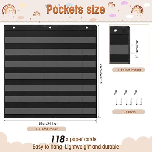 Miniatura 2 de Fulmoon Calendario de aula, juego de tablones de anuncios con calendario y tablón de anuncios con bolsillo para estaciones, festival, fecha, para