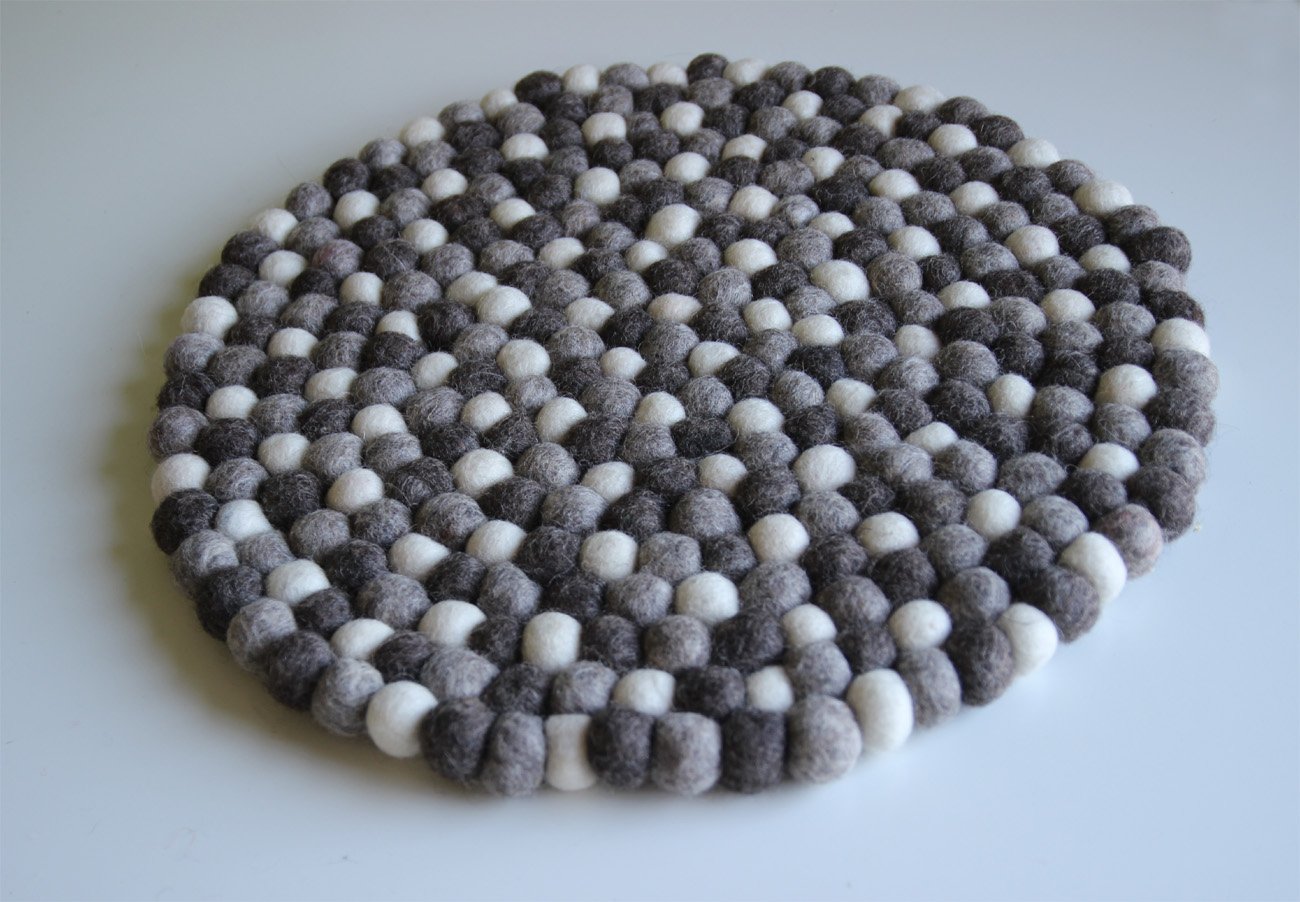Fairtrade Filz Untersetzer Topf Untersetzer Gross Natur hell 40 cm handgefertigt aus Reiner Wolle