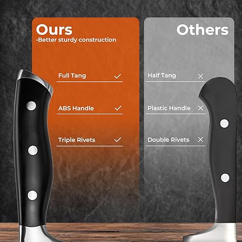 Miniatura 5 de Alata Juego de cuchillos de 15 piezas con bloque, afilado, juego de cuchillos de cocina, juego de cuchillos de acero inoxidable forjado con triple