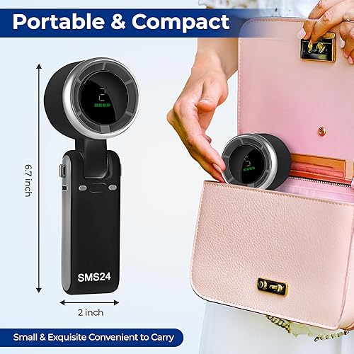 Miniatura 4 de Ventilador turbo de mano recargable, refrigeración de 5 velocidades, batería de larga duración de hasta 12 horas, mini ventilador 3 en 1 con