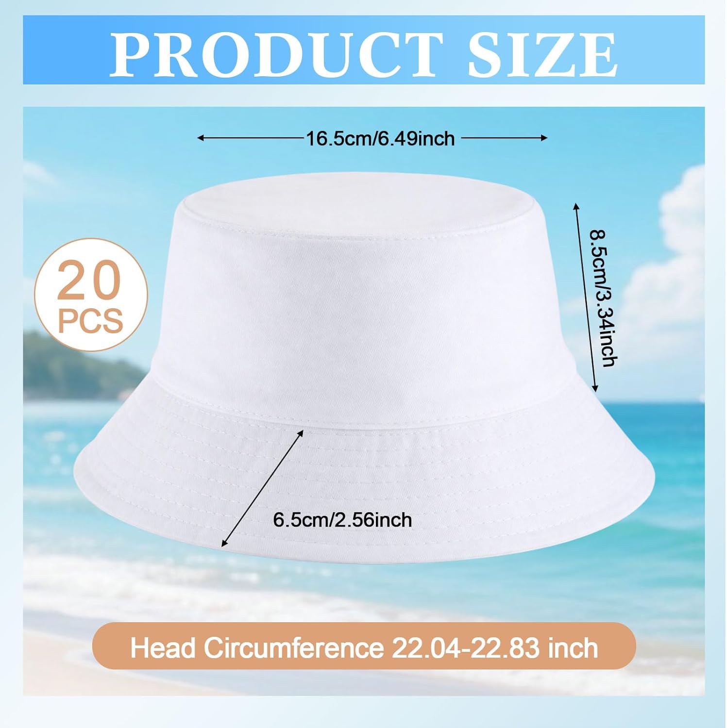 Mepase Bucket Hat Bulk, Cotton Summer Cap Summer Solid Color Beach Getaway Fisherman's Hat for Women Men