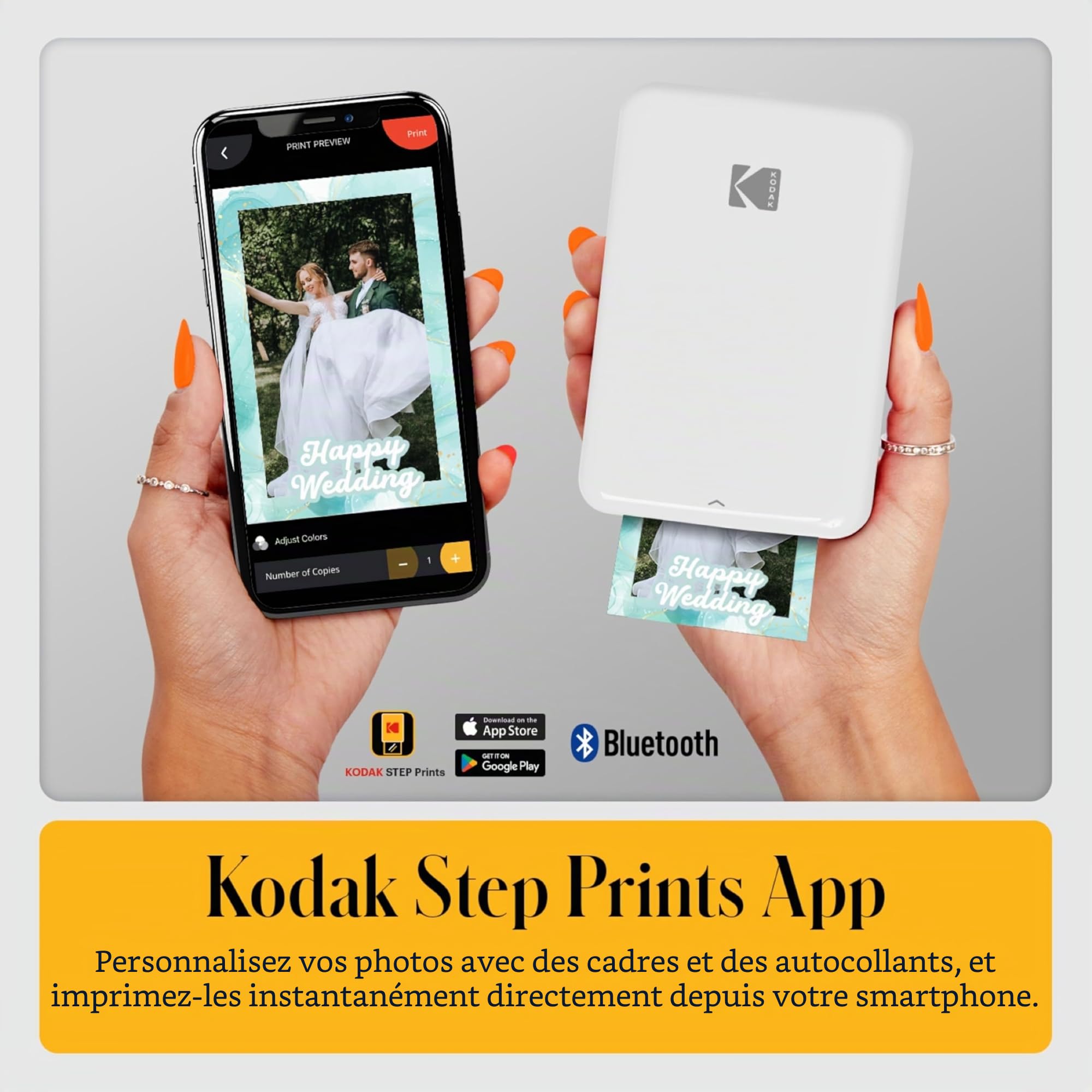 Kodak Step Imprimante Imprimante Photo Mobile sans Fil avec Technologie Zinc (Blanc) Kit d'album