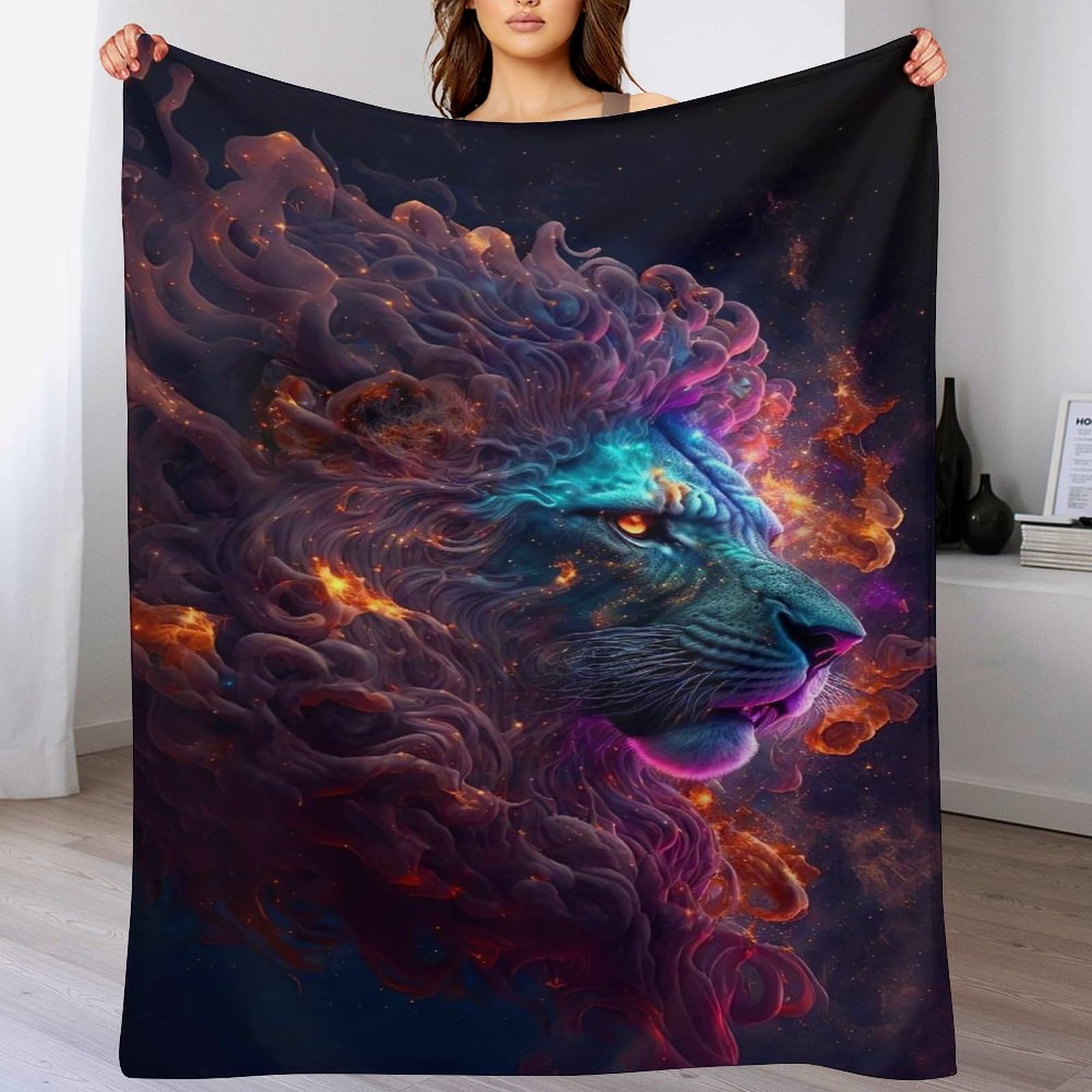 Couverture lion pour enfants en flannel douce et chaude 100x130 cm pour lit et canapé