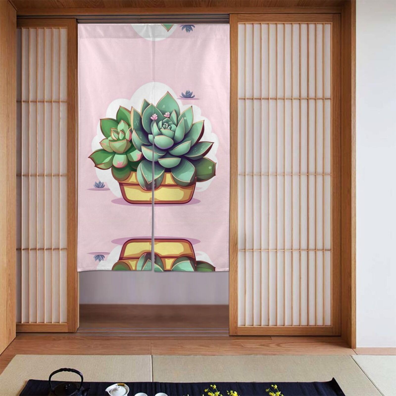 HerYng Cartoon Succulents Door Curtain - Protect Privacy, Shade, Suitable for Home, Office, Restaurant, Kitchen, Bathroom, etc.