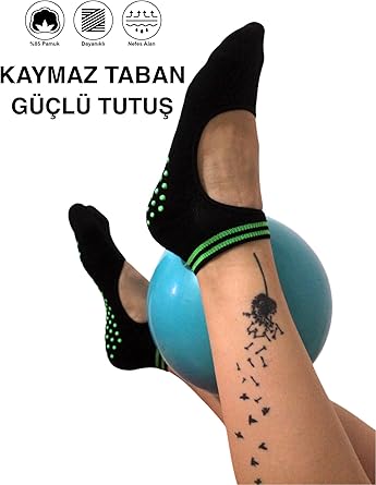 Sweex Kadın 4’lü Kaymaz Tabanlı Pamuklu Yoga Pilates Çorapları - Nefes Alabilir, Renkli, Konforlu 37-40