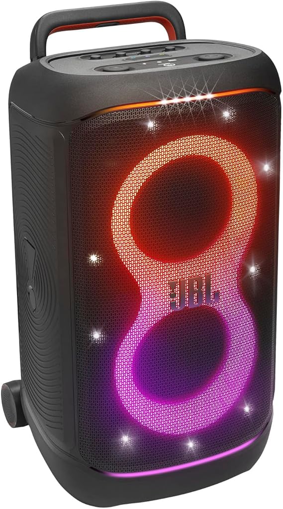 JBL PartyBox 520 - Portable Battery-Powered Party Speaker with AI Sound Boost, Up to 15 Hours of Play time, IPX4 Splash Proof, Multi-Speaker Connection by Auracast, and Telescopic Handle (Black)