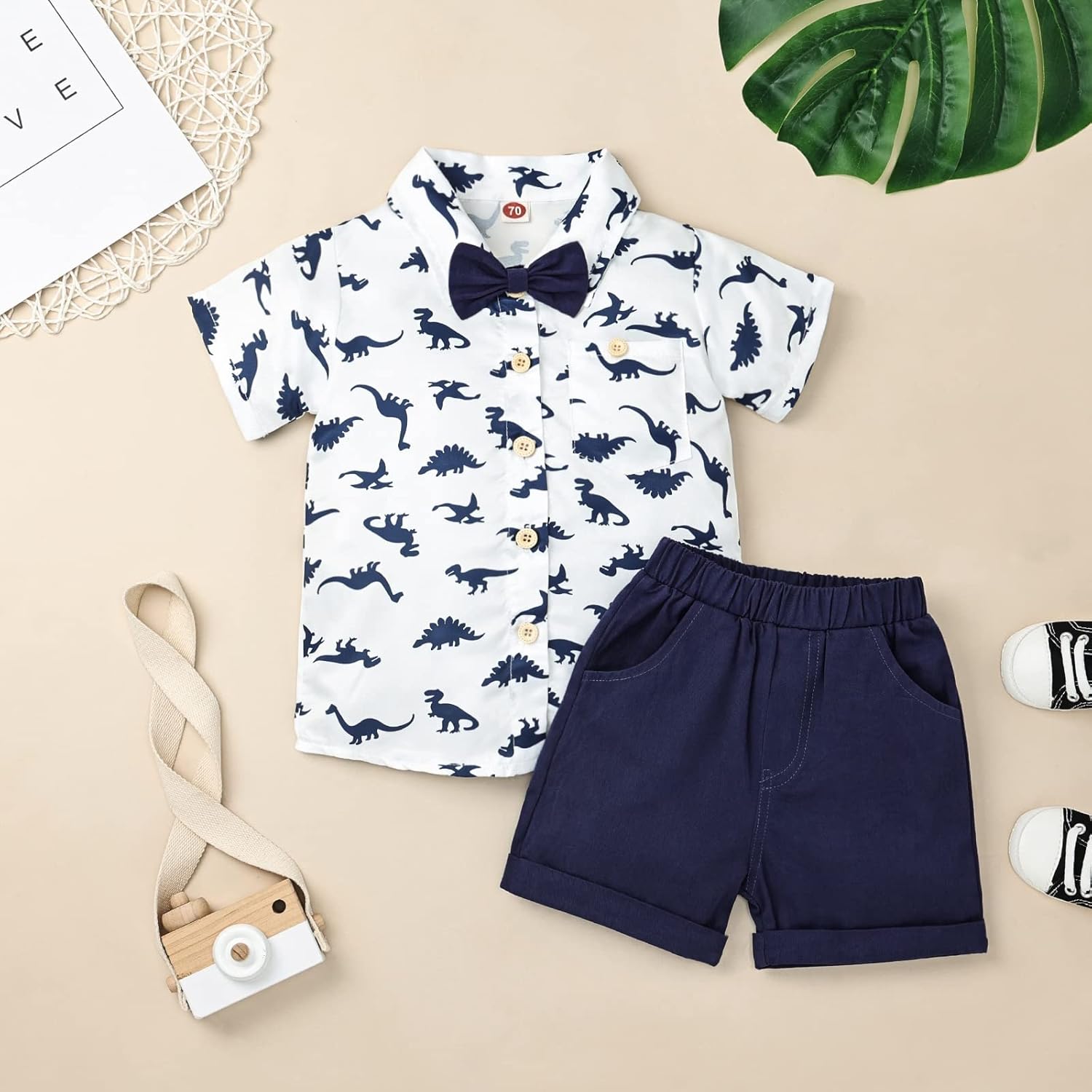 Toddler Baby Boy Clothes Summer Shorts Sets Short Sleeve Dinosaurs Shirt Top + Shorts Set Outfits Set 12 Months-4T - Image 2