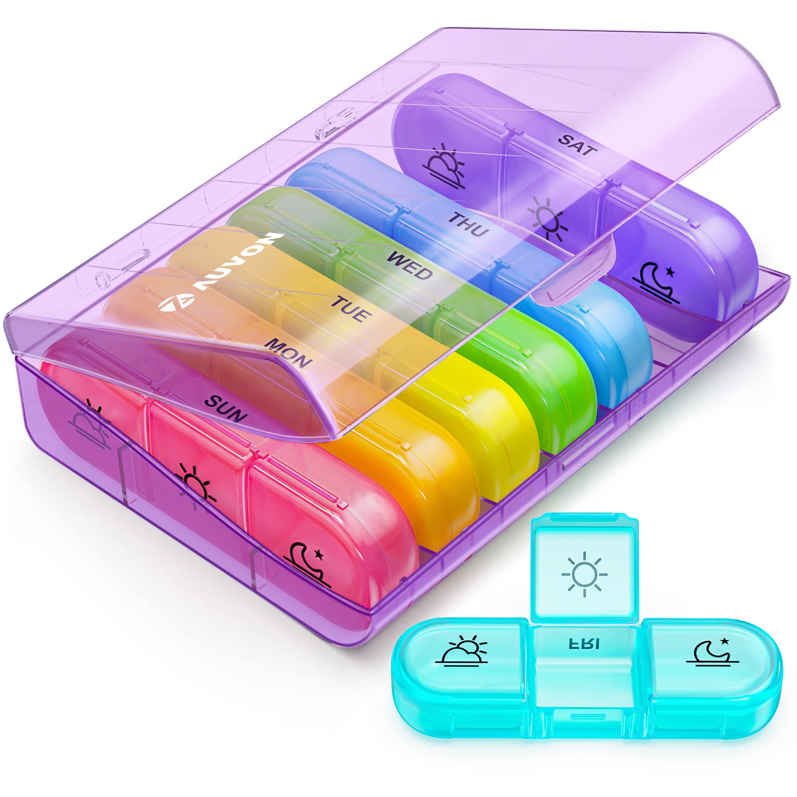 AUVON Weekly Pill Organizer 3 Times a Day, Color-Coded for Easy Tracking