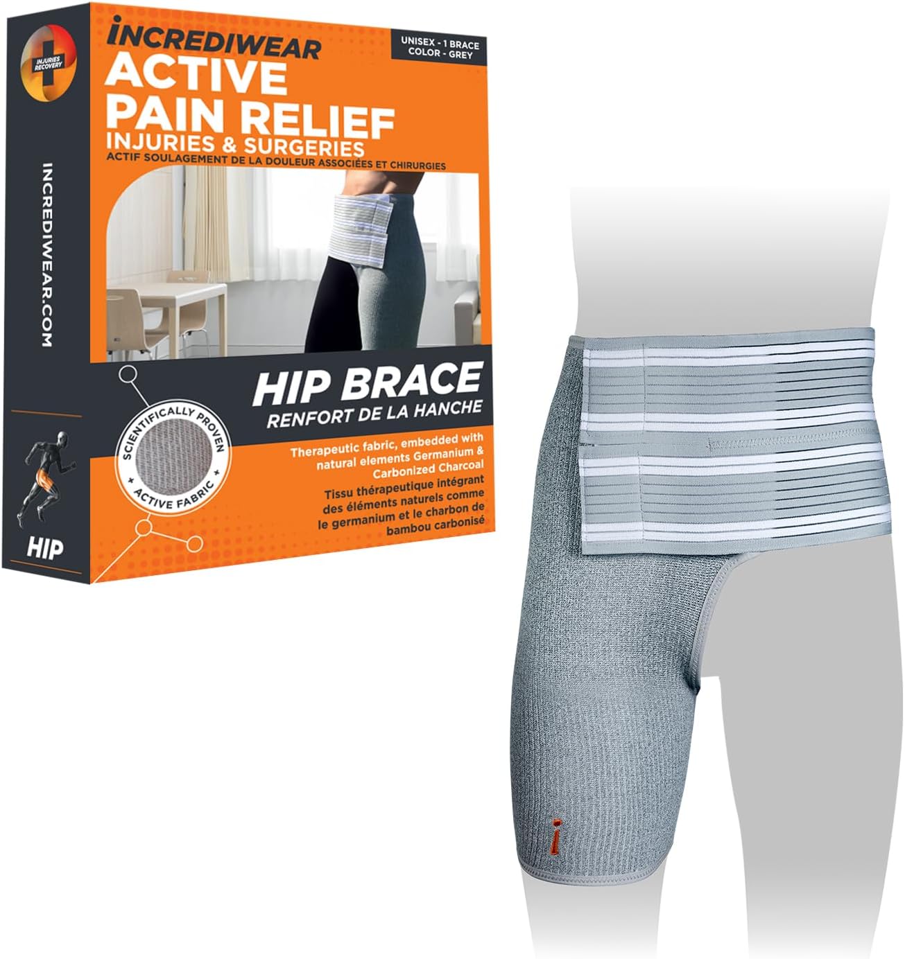 Incrediwear Hip Brace โ Hip Brace for Women and Men, Supports Hip Pain Relief and Aids Hip Injury Recovery, Reduces Swelling, Designed for Support, Comfort, & Mobility (Left Leg, X-Large)