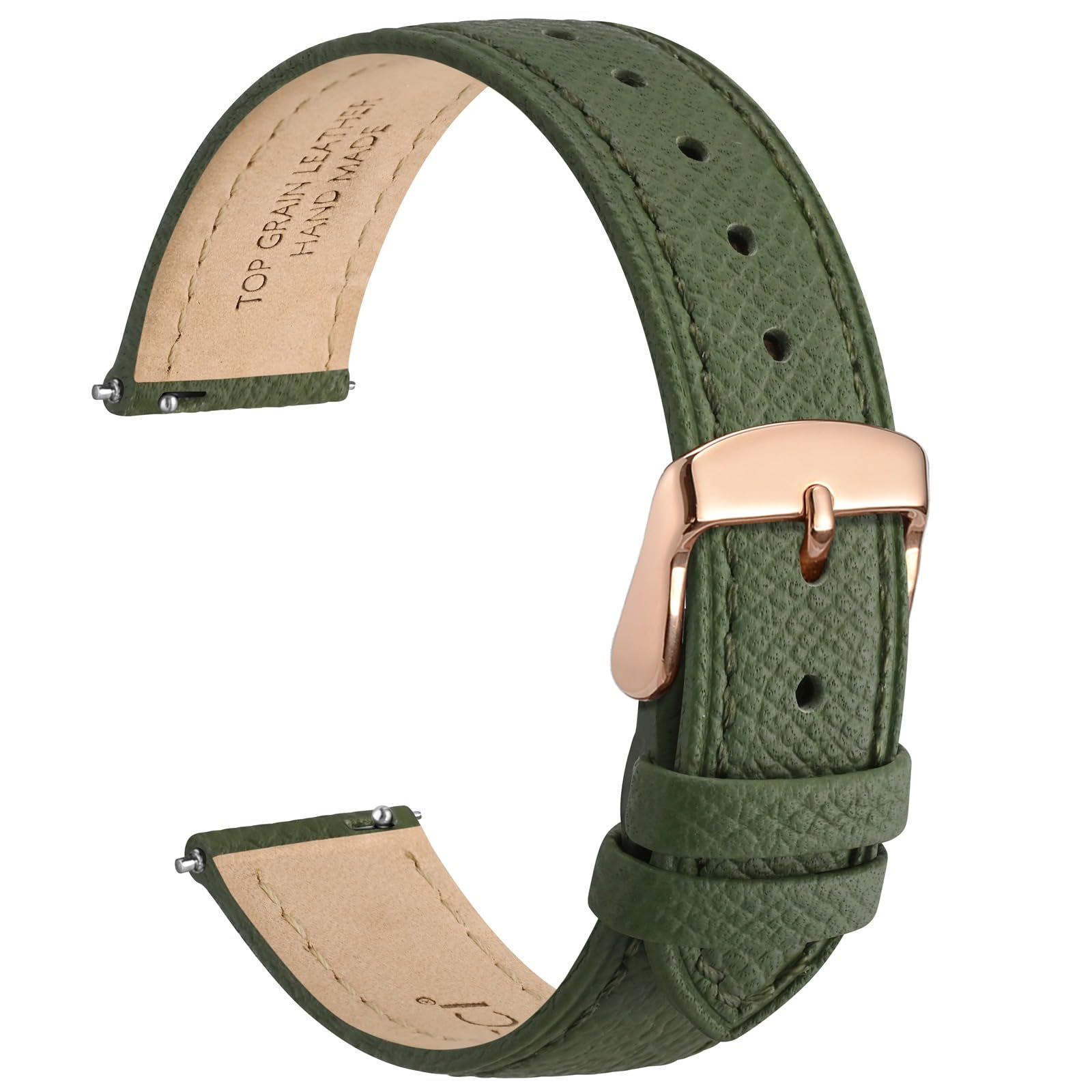 WOCCI Grace Watch Strap, Top Grain Leather, Quick Release Replacement Bands, Stainless Steel Buckle, Band Width 12mm 14mm 16mm 18mm 20mm — view 23