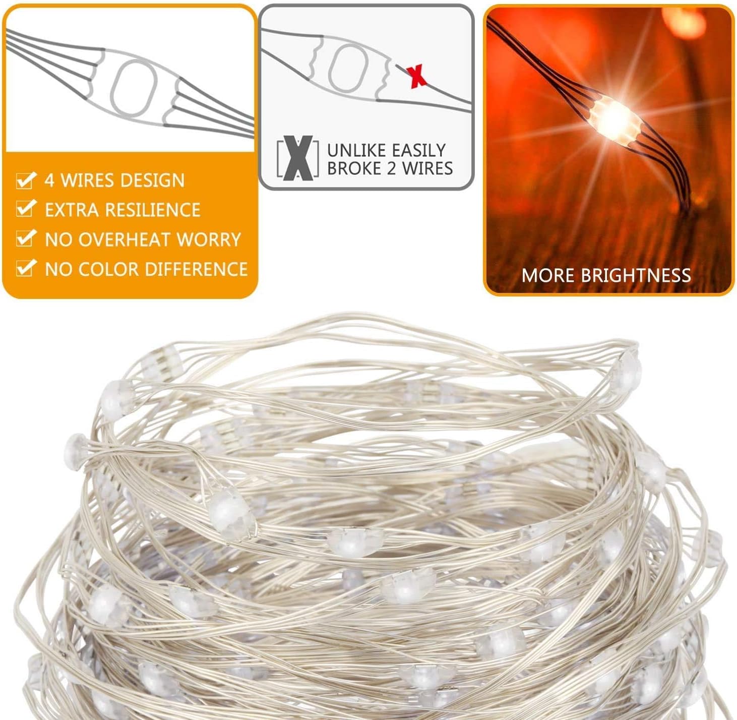 Kohree LED Fairy String Lights, Battery Powered Multi Color Changing Twinkle Lights with Remote, 33FT 100 LED with Remote and USB for Bedroom Wedding Lights Halloween Room Decoration